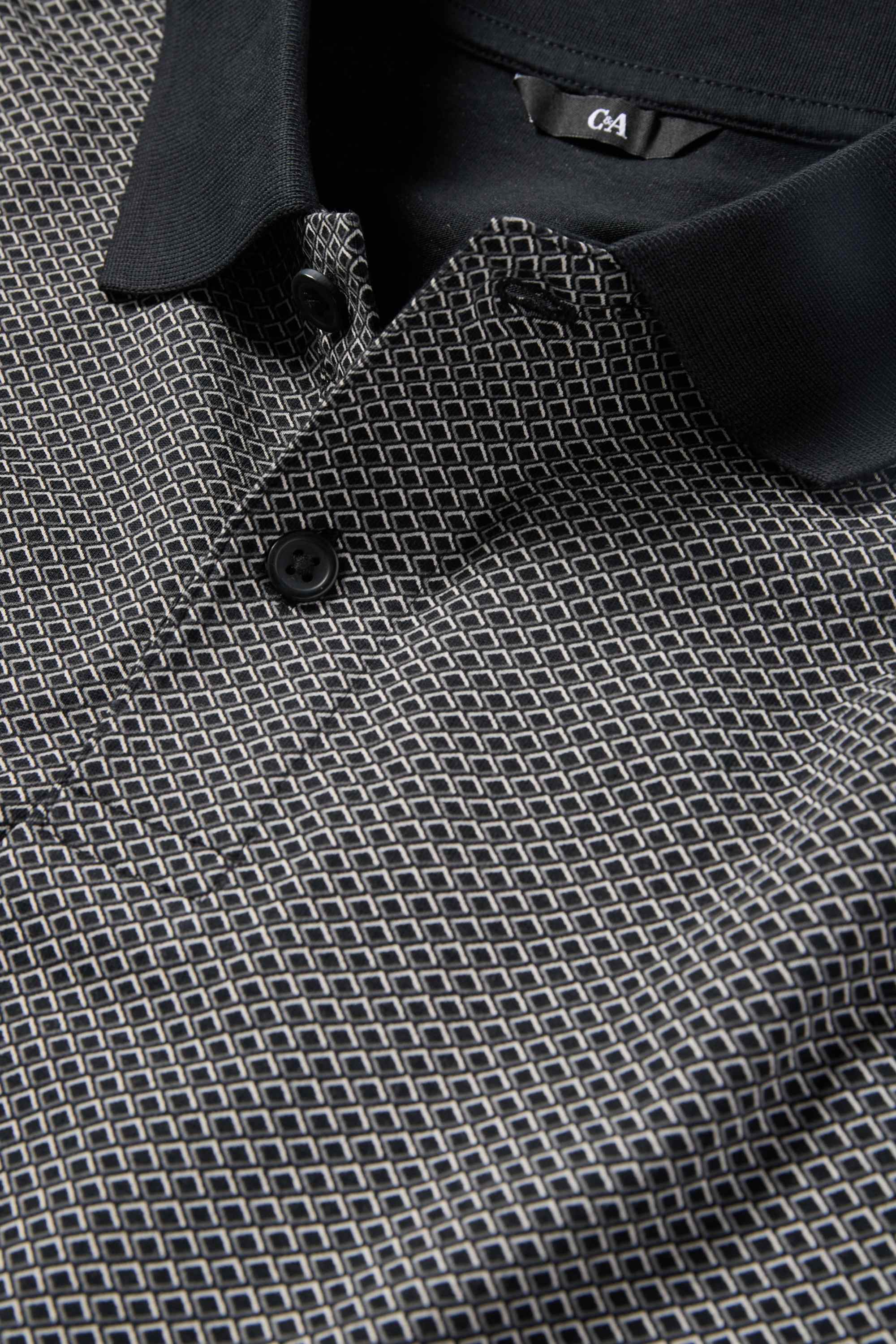 Polo shirt - regular fit - patterned black
