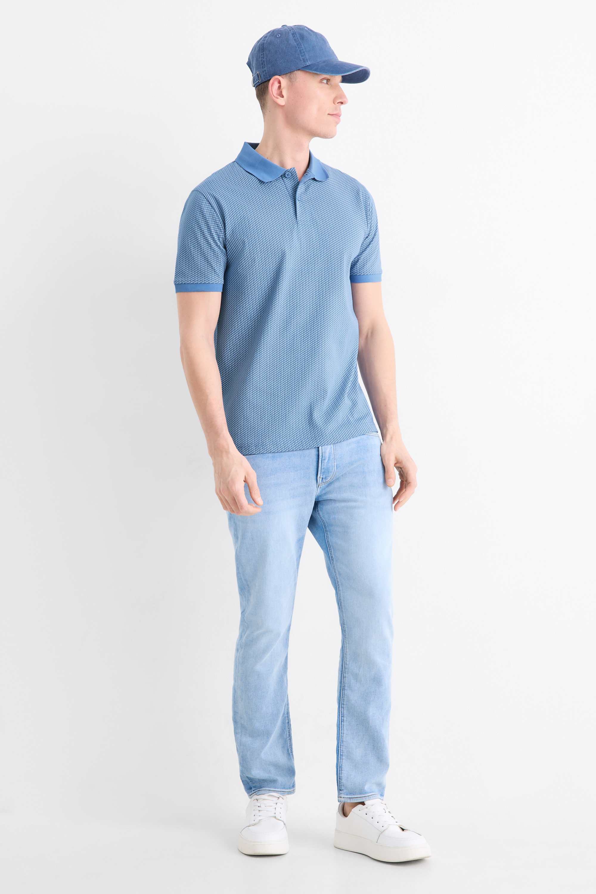 Polo shirt - regular fit - patterned blue