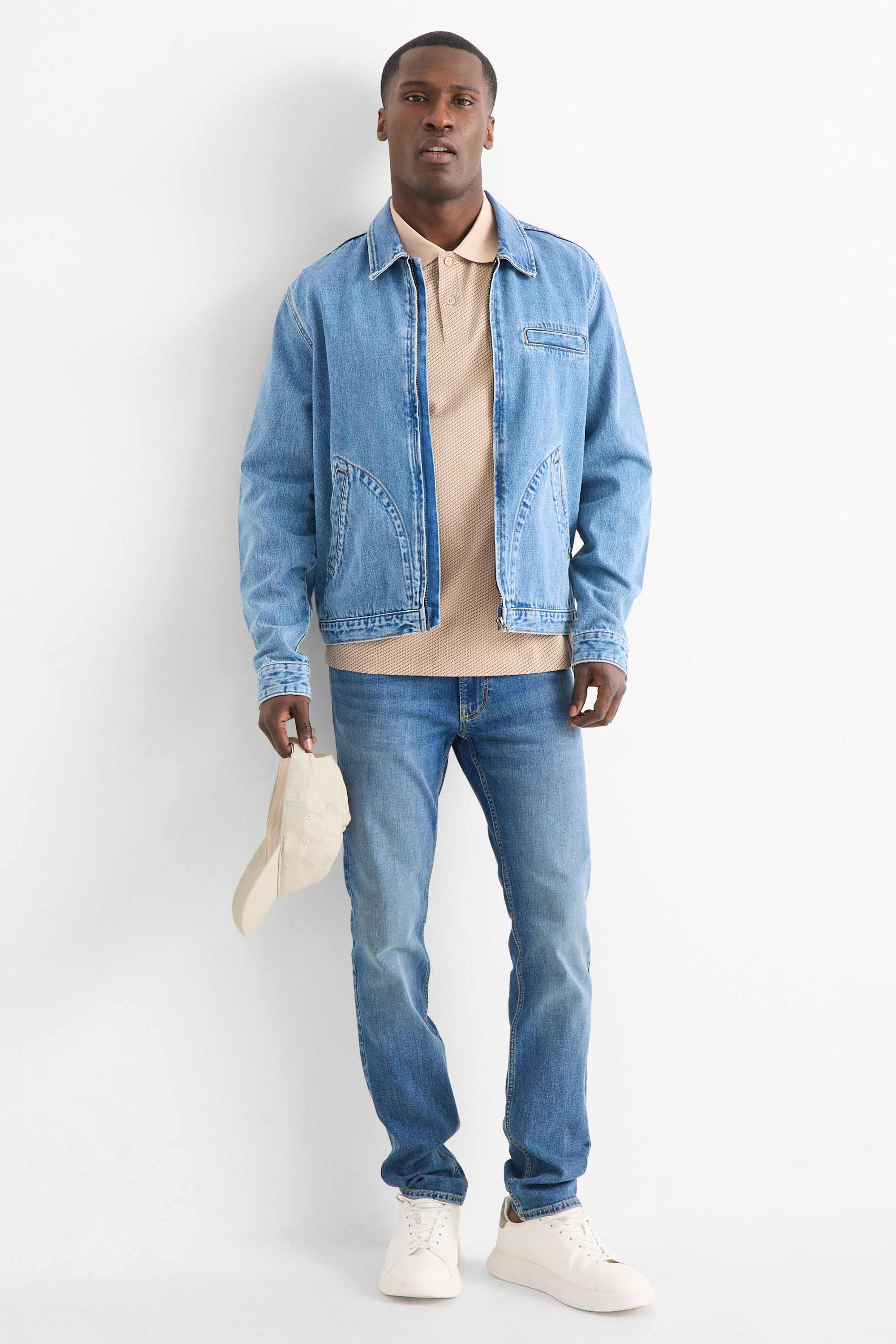 Polo shirt - regular fit - patterned beige