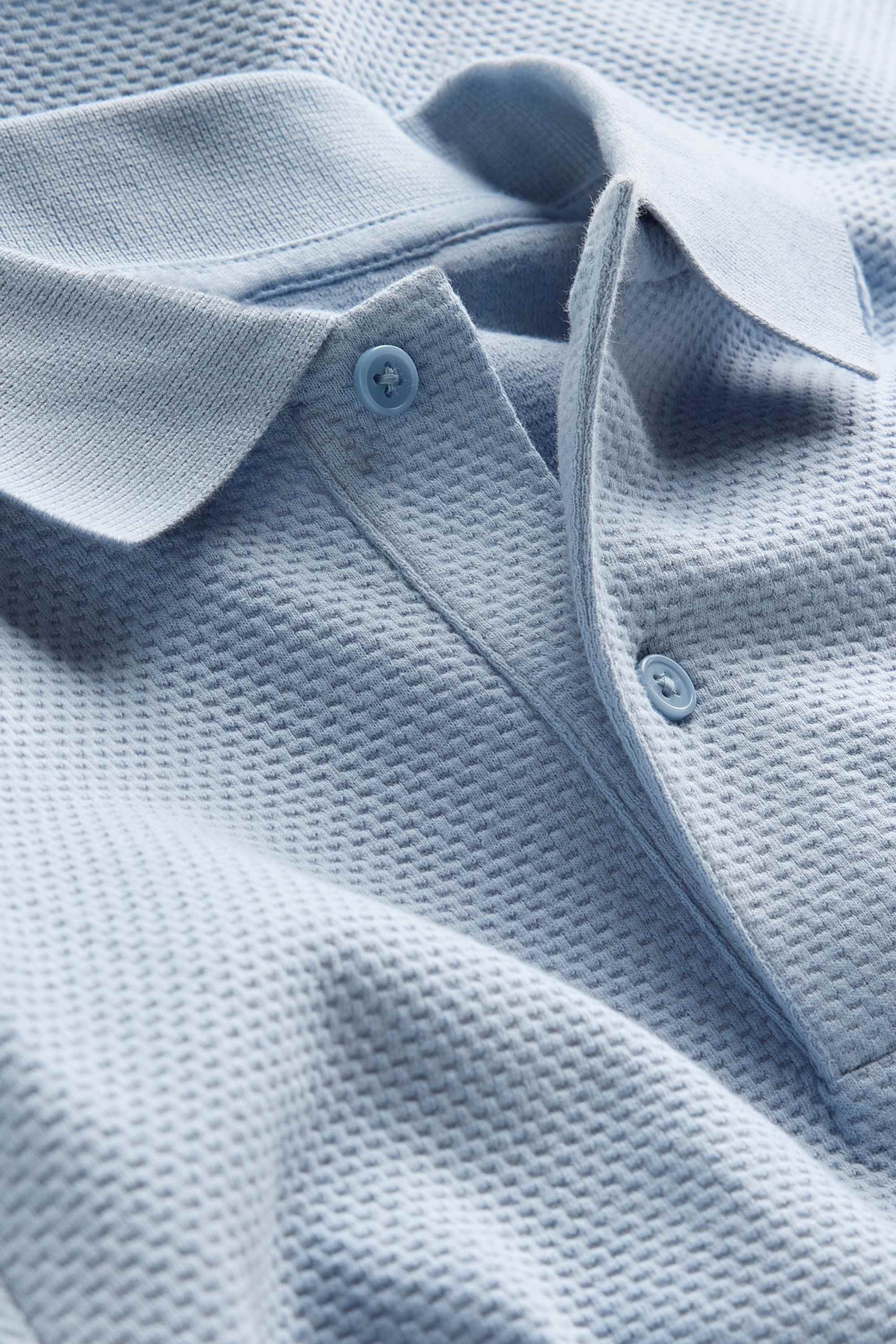 Polo shirt - regular fit - textured light blue