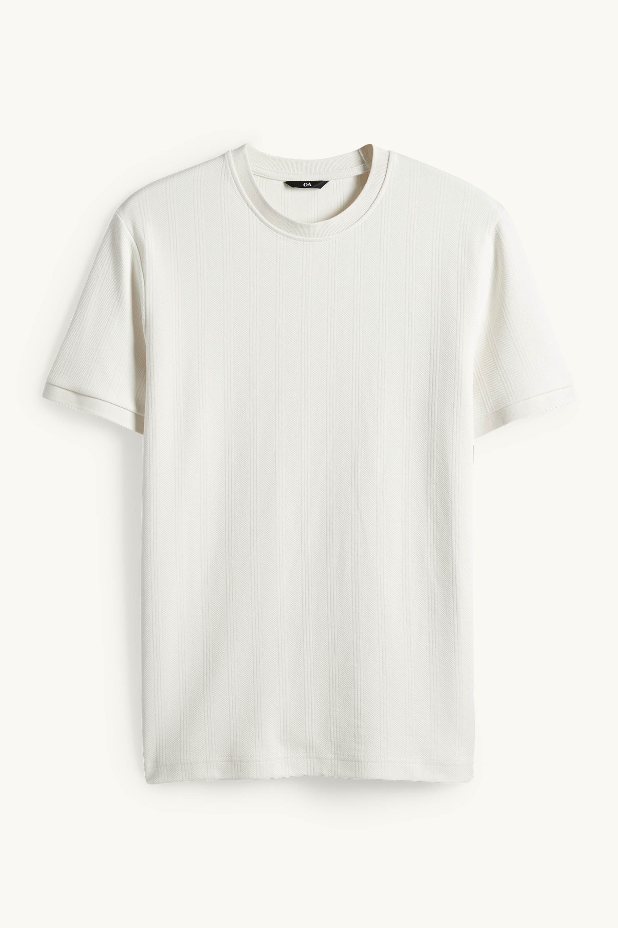 T-shirt - regular fit - textured cremewhite