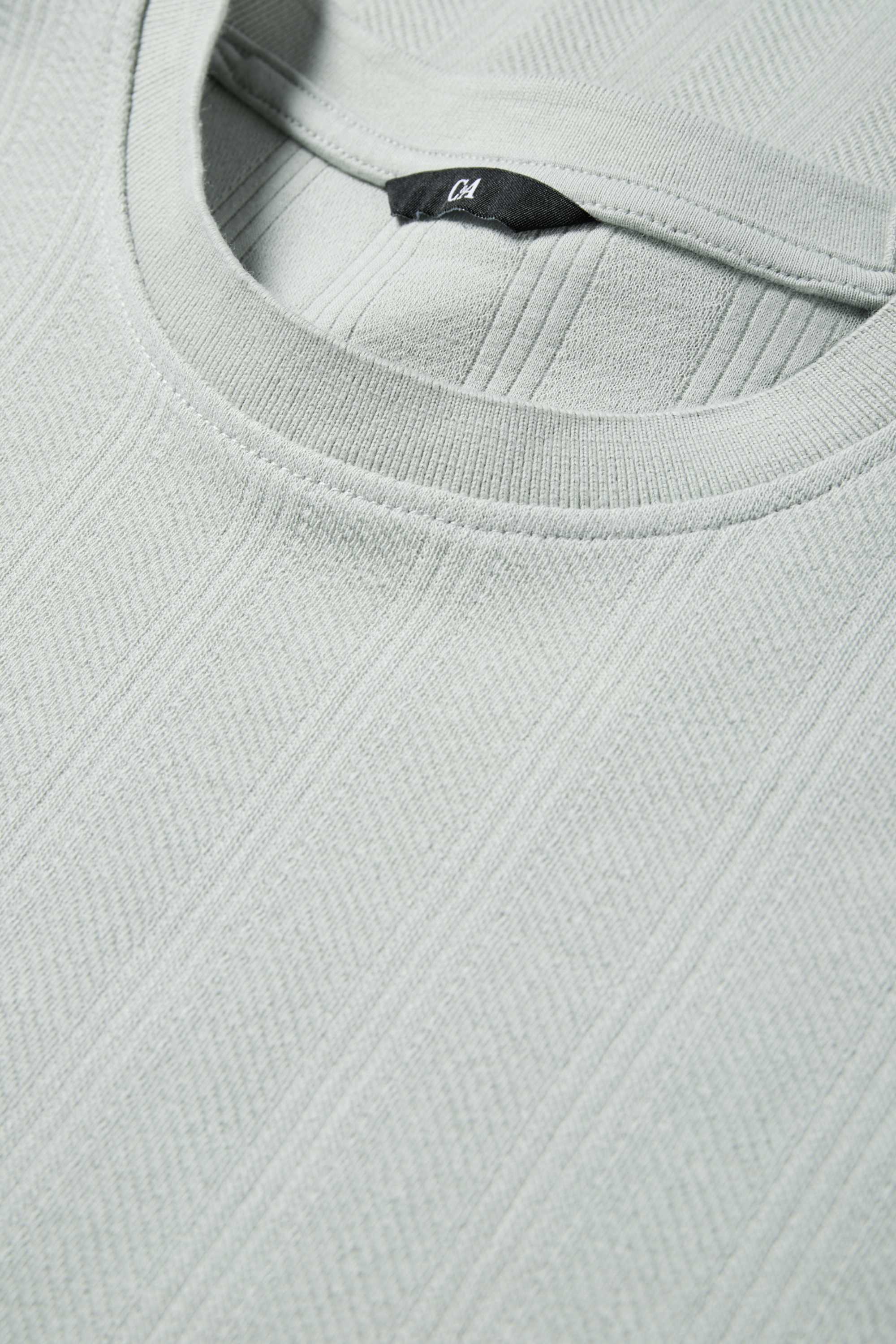 T-shirt - regular fit - textured light gray