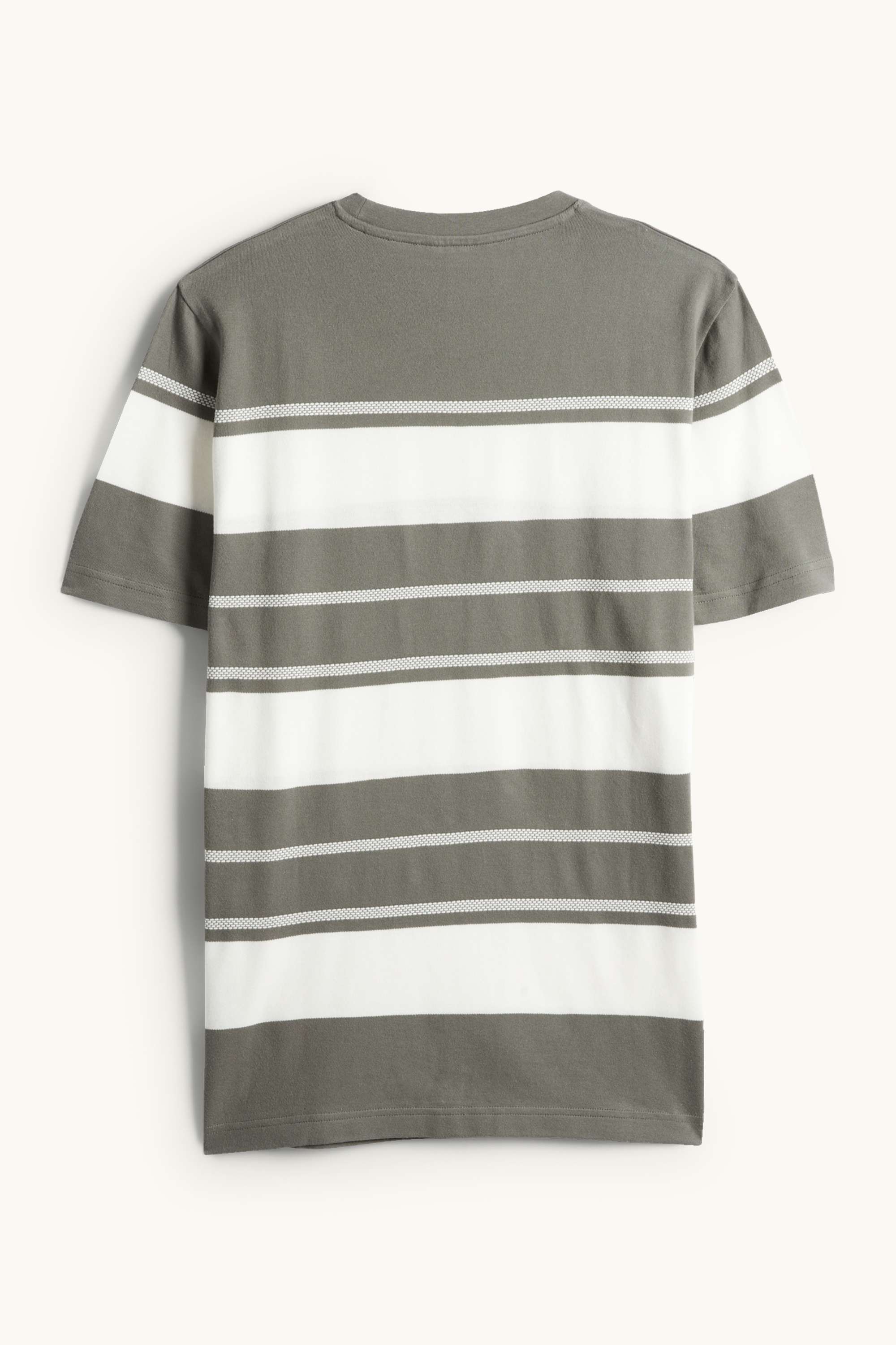 T-shirt - regular fit - striped - textured white / green