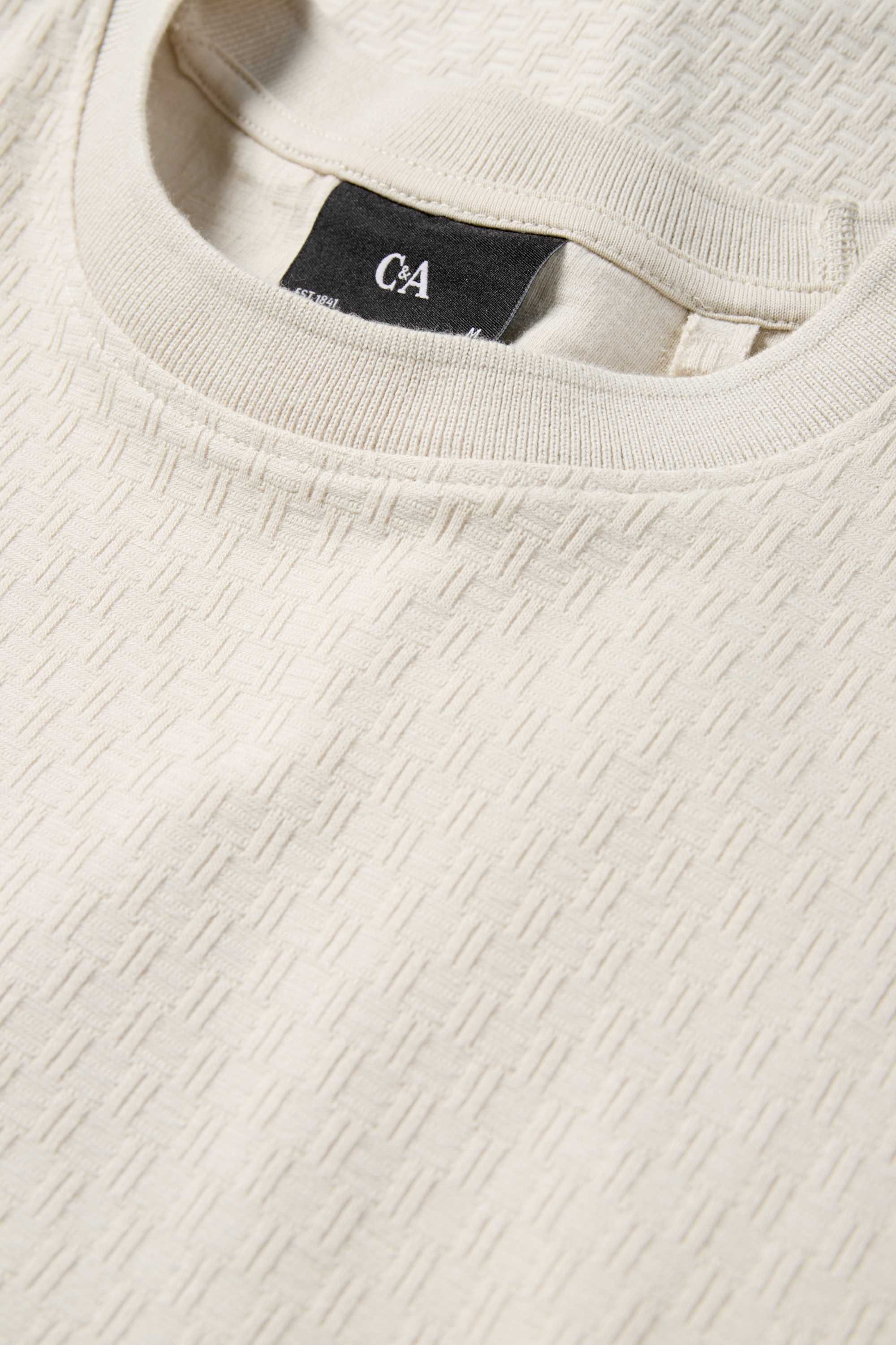 T-shirt - regular fit - textured cremewhite
