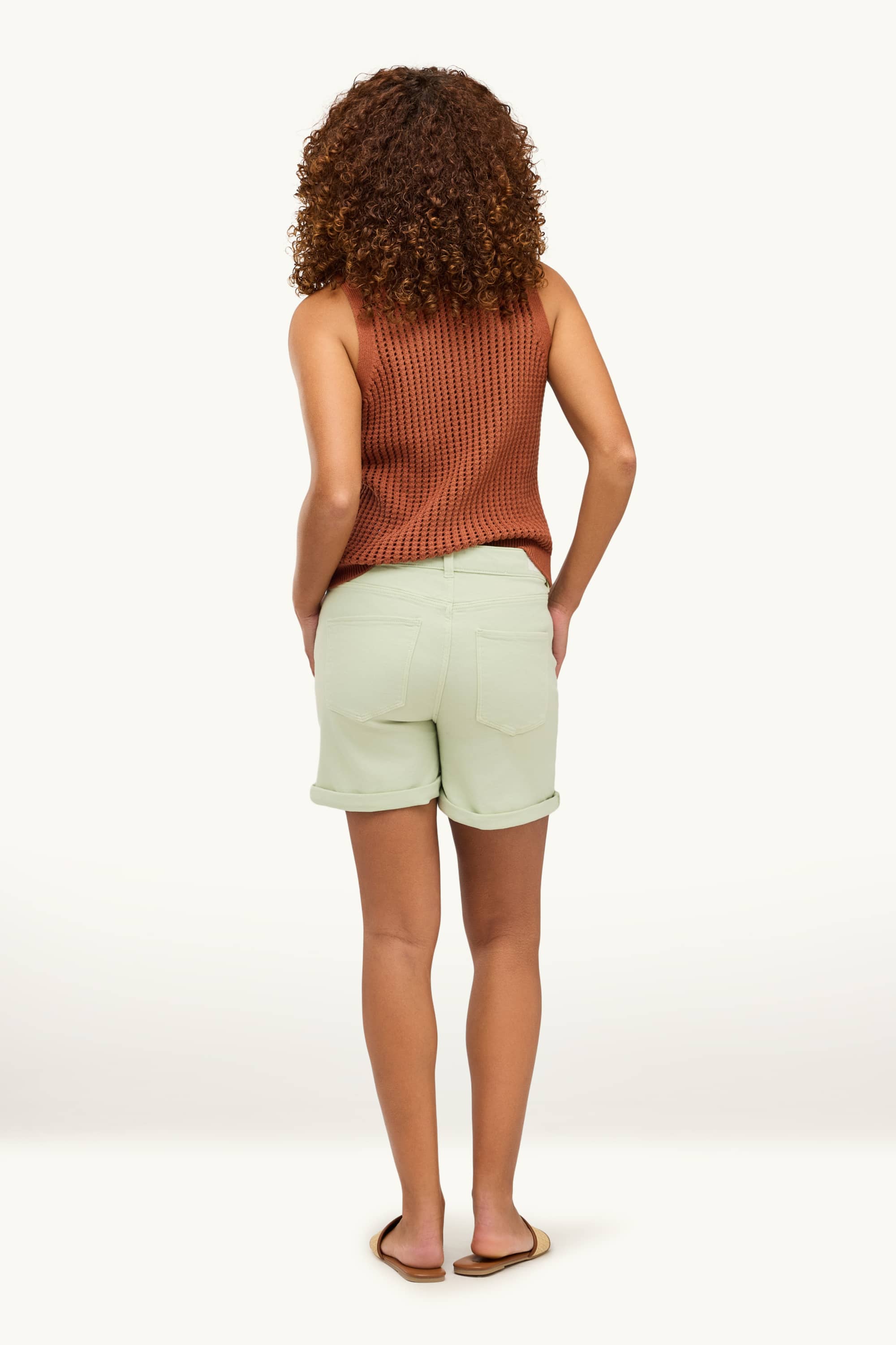 Denim shorts - mid-rise waist light green