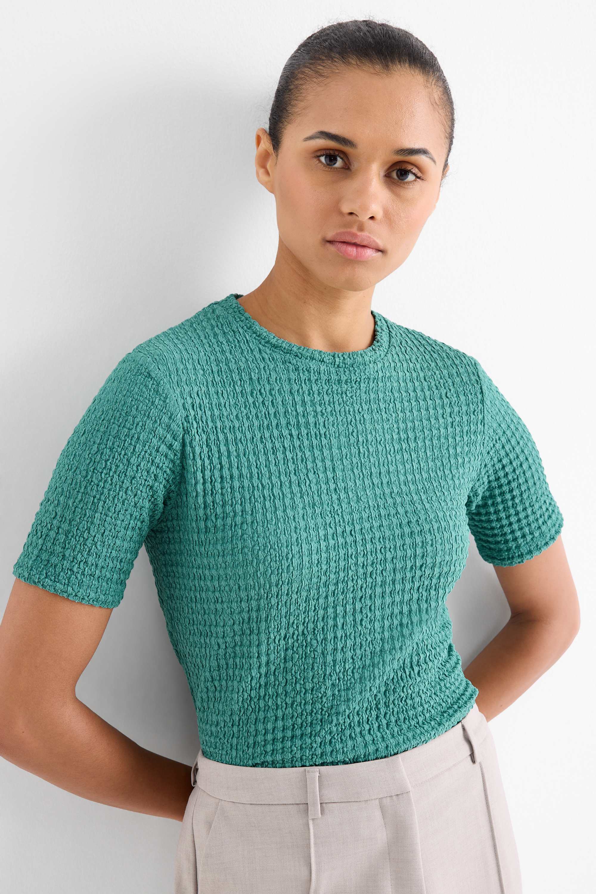 T-shirt - regular fit - textured green