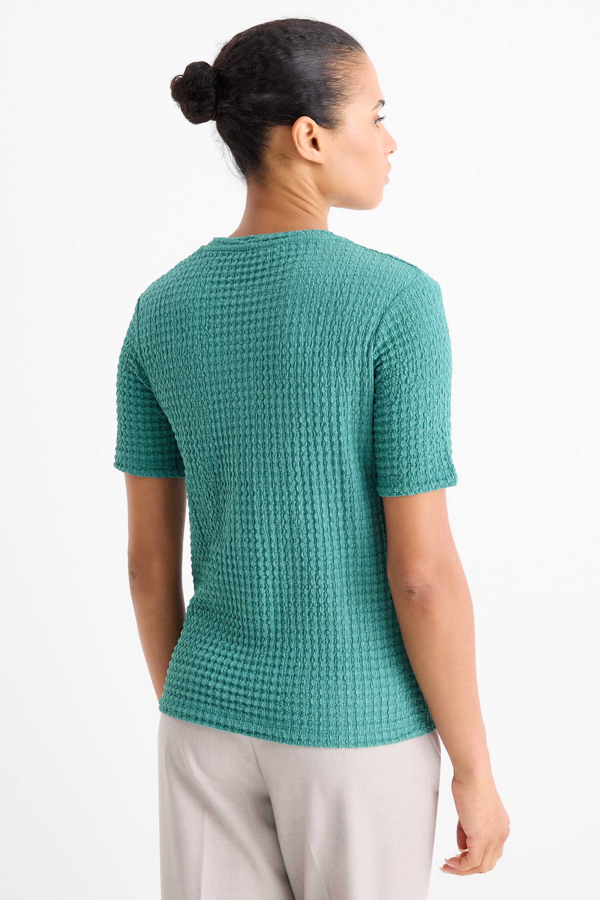 T-shirt - regular fit - textured green