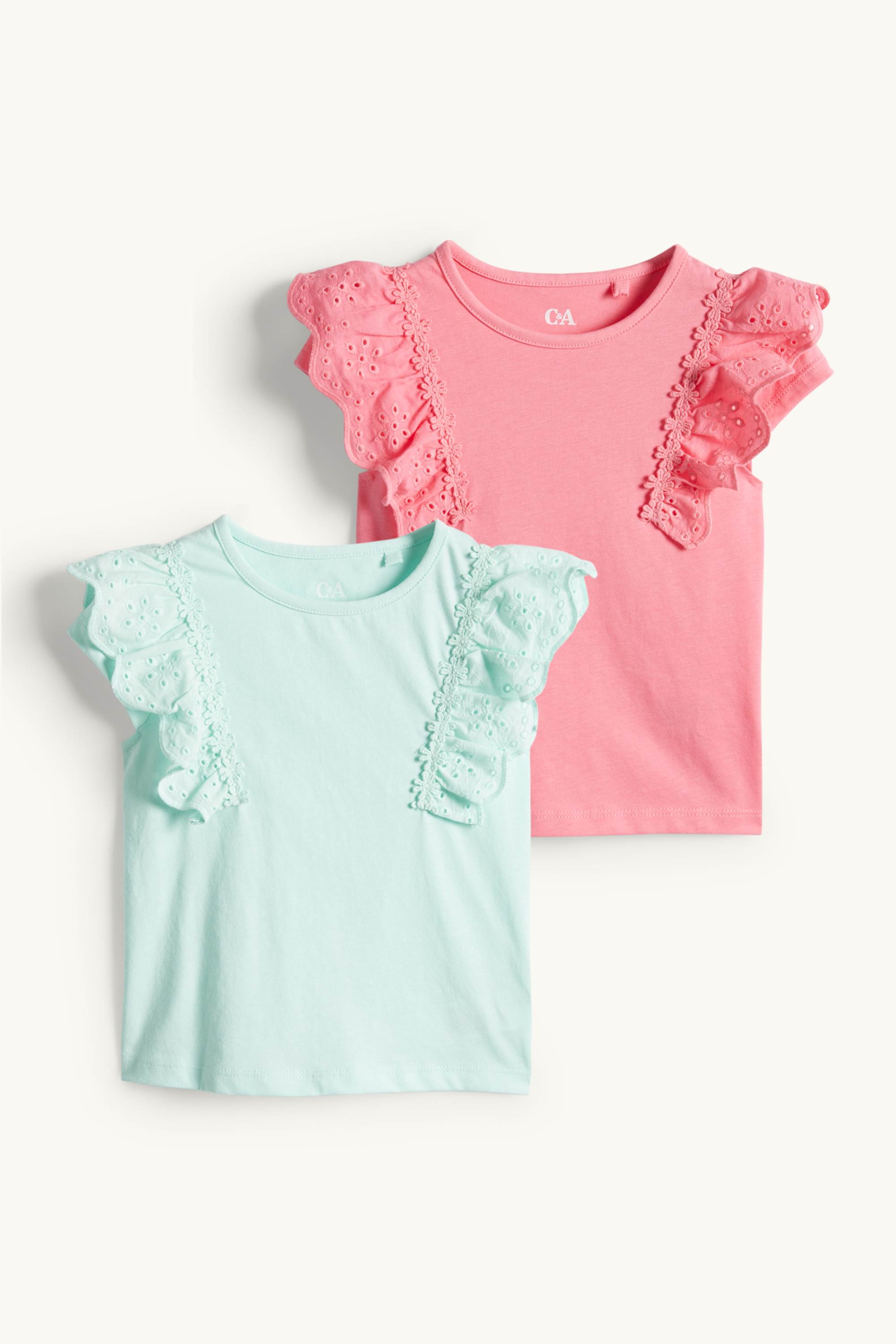 Multipack of 2 - short sleeve T-shirt - broderie anglaise pink