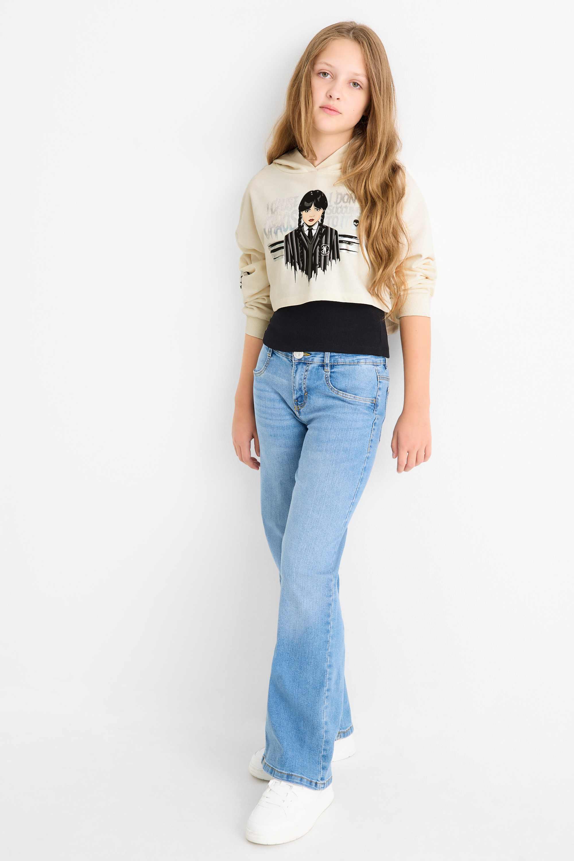 Wednesday - set - hoodie and top - 2 piece white