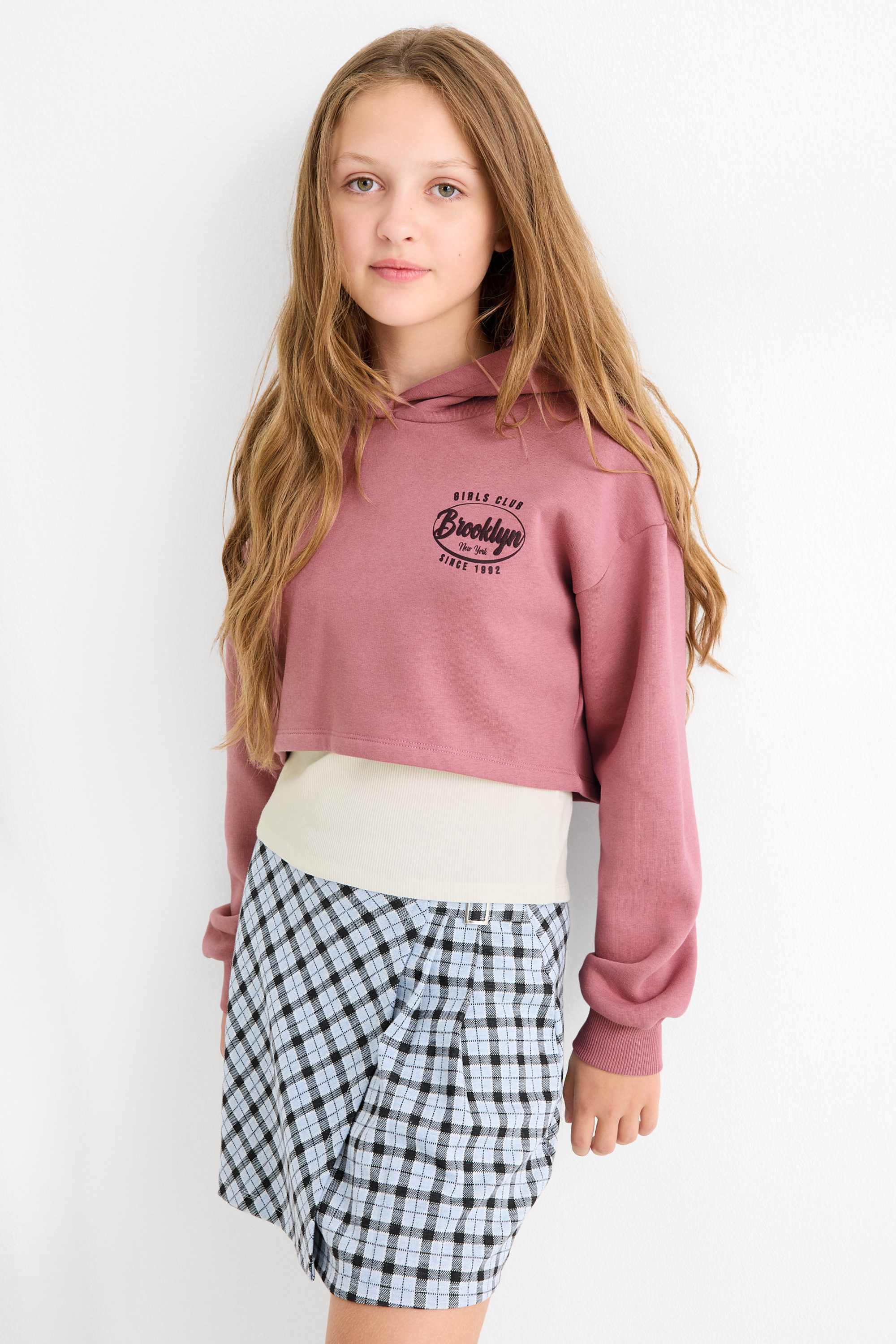 Brooklyn - set - hoodie and top - 2 piece dark rose
