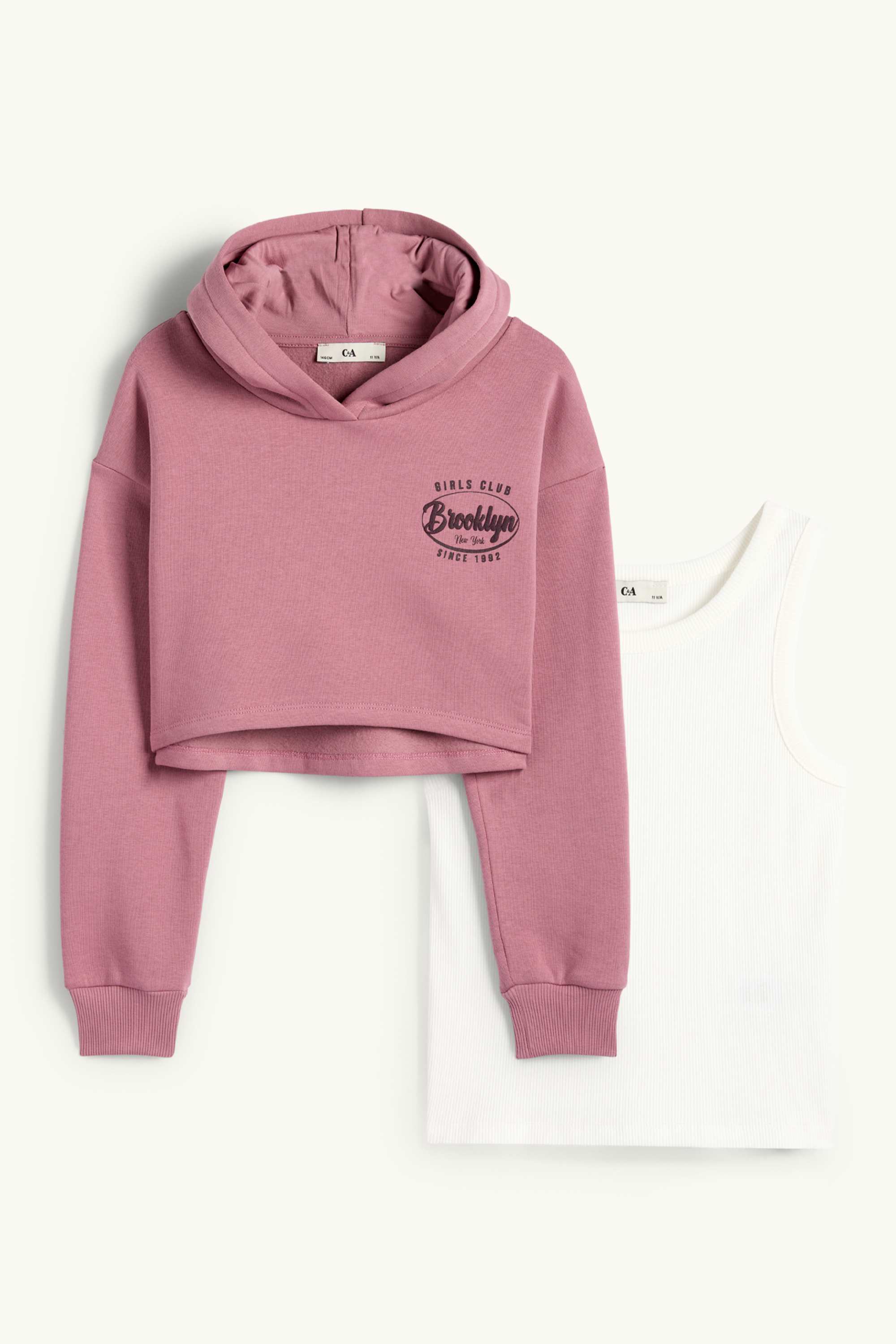 Brooklyn - set - hoodie and top - 2 piece dark rose