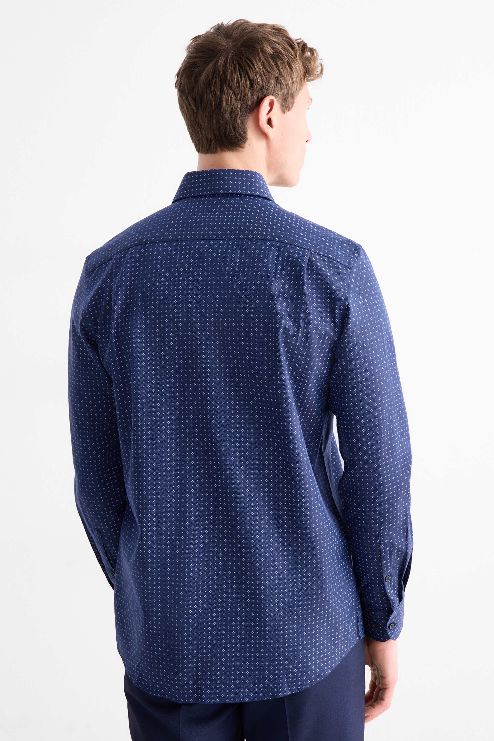 Business shirt - regular fit - cutaway collar - easy-iron dark blue