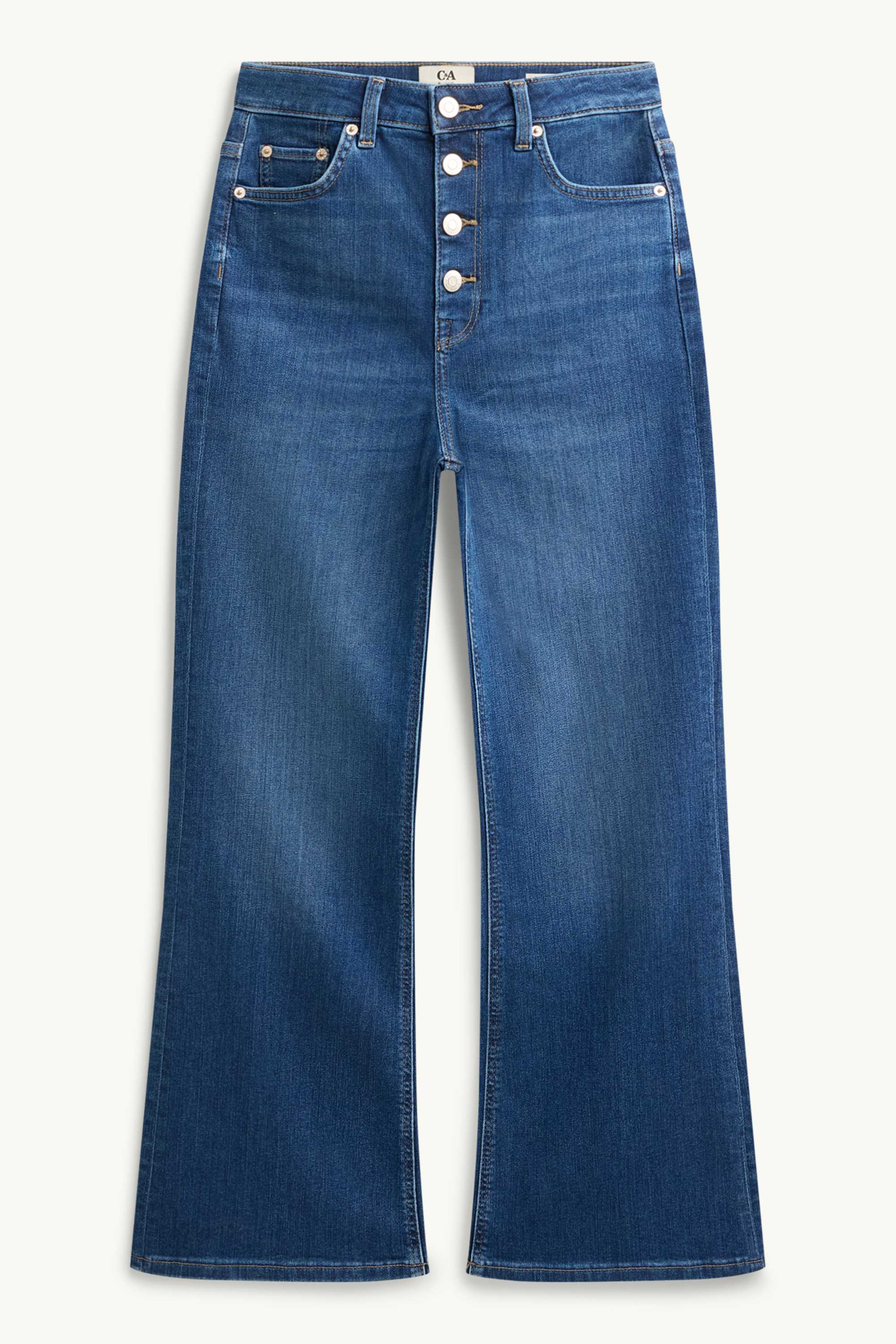 Cropped flared jeans - high waist denim-dark blue