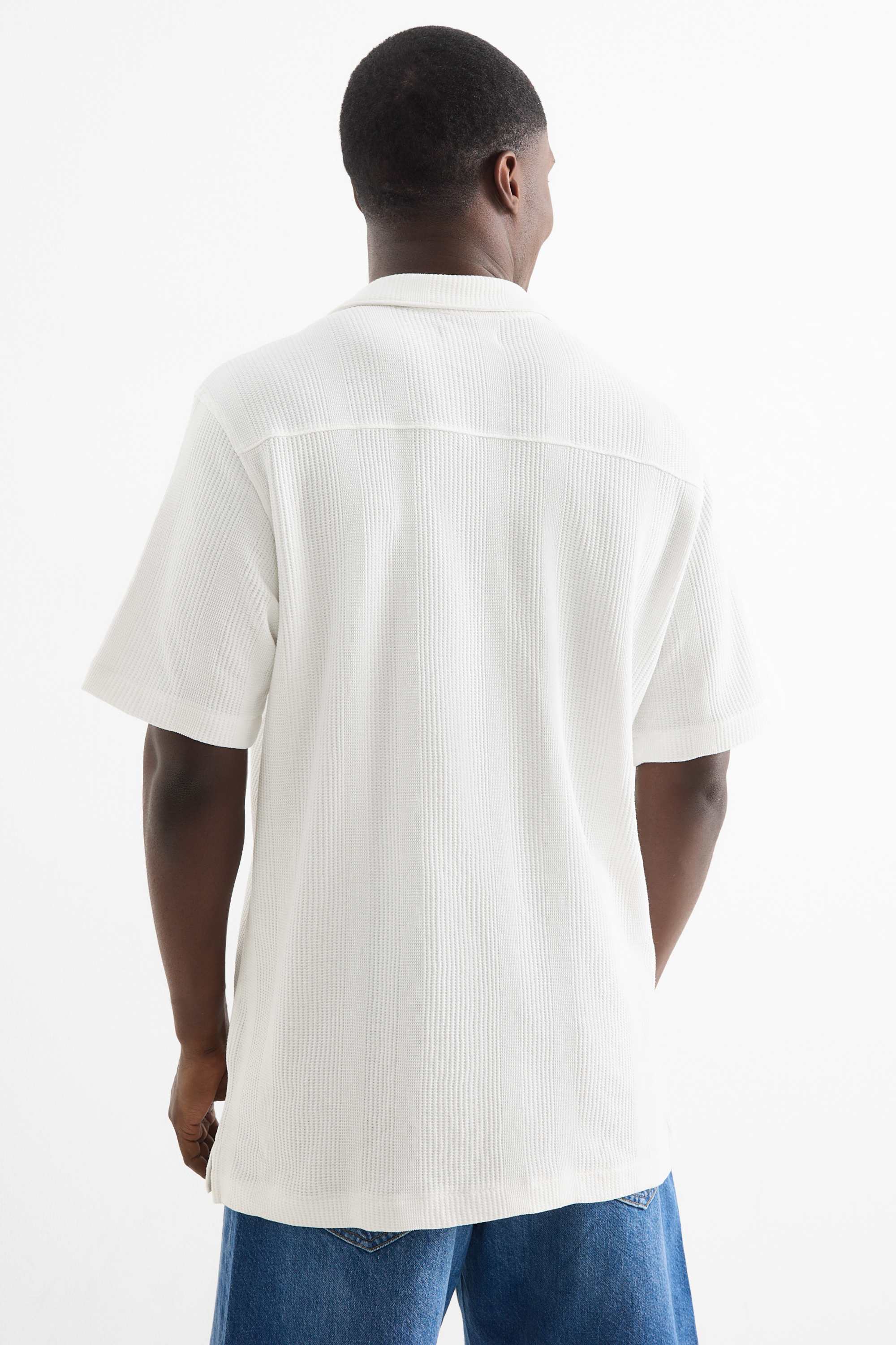 Shirt - regular fit - lapel collar - textured white