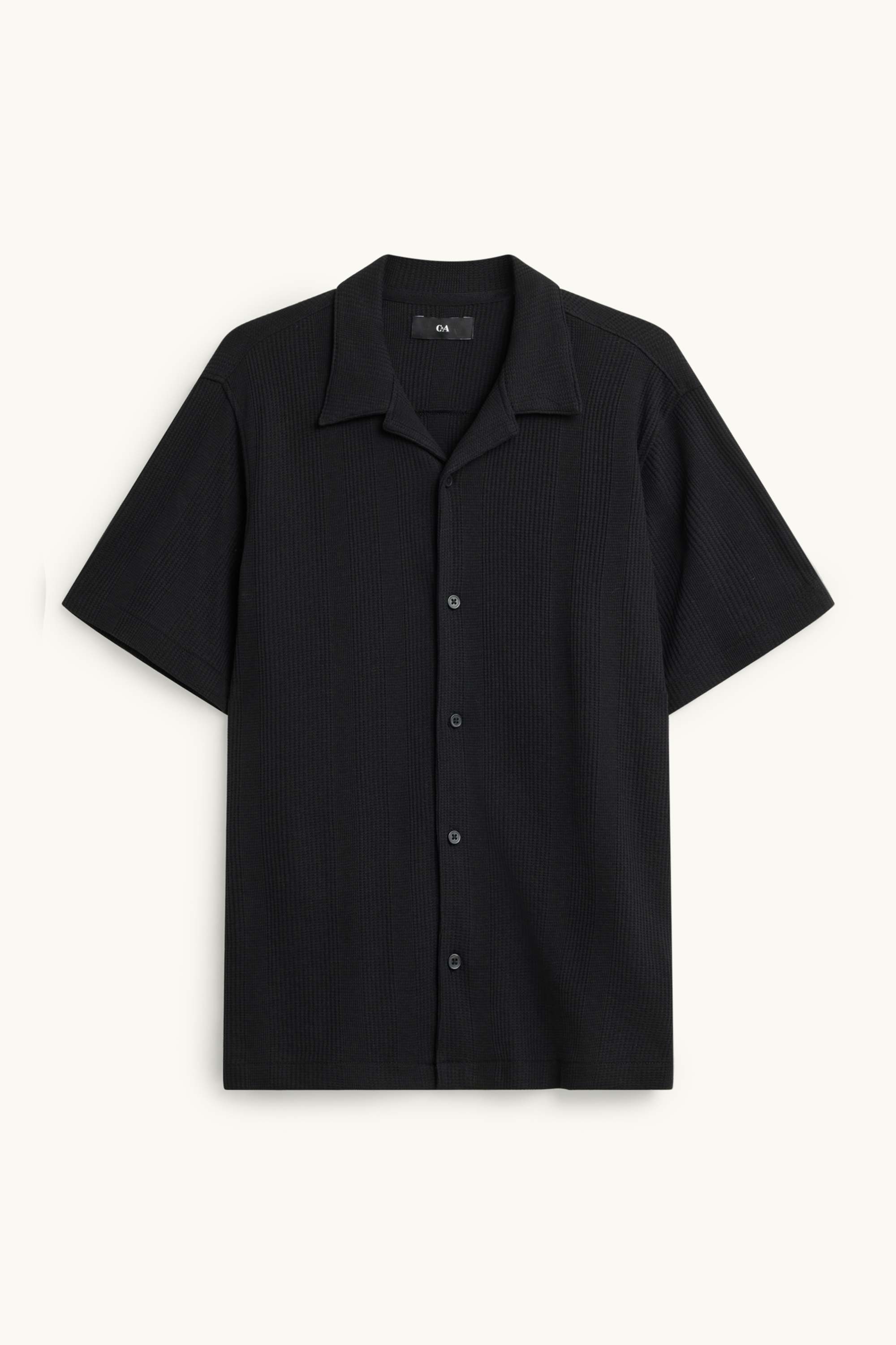 Shirt - regular fit - lapel collar - textured black