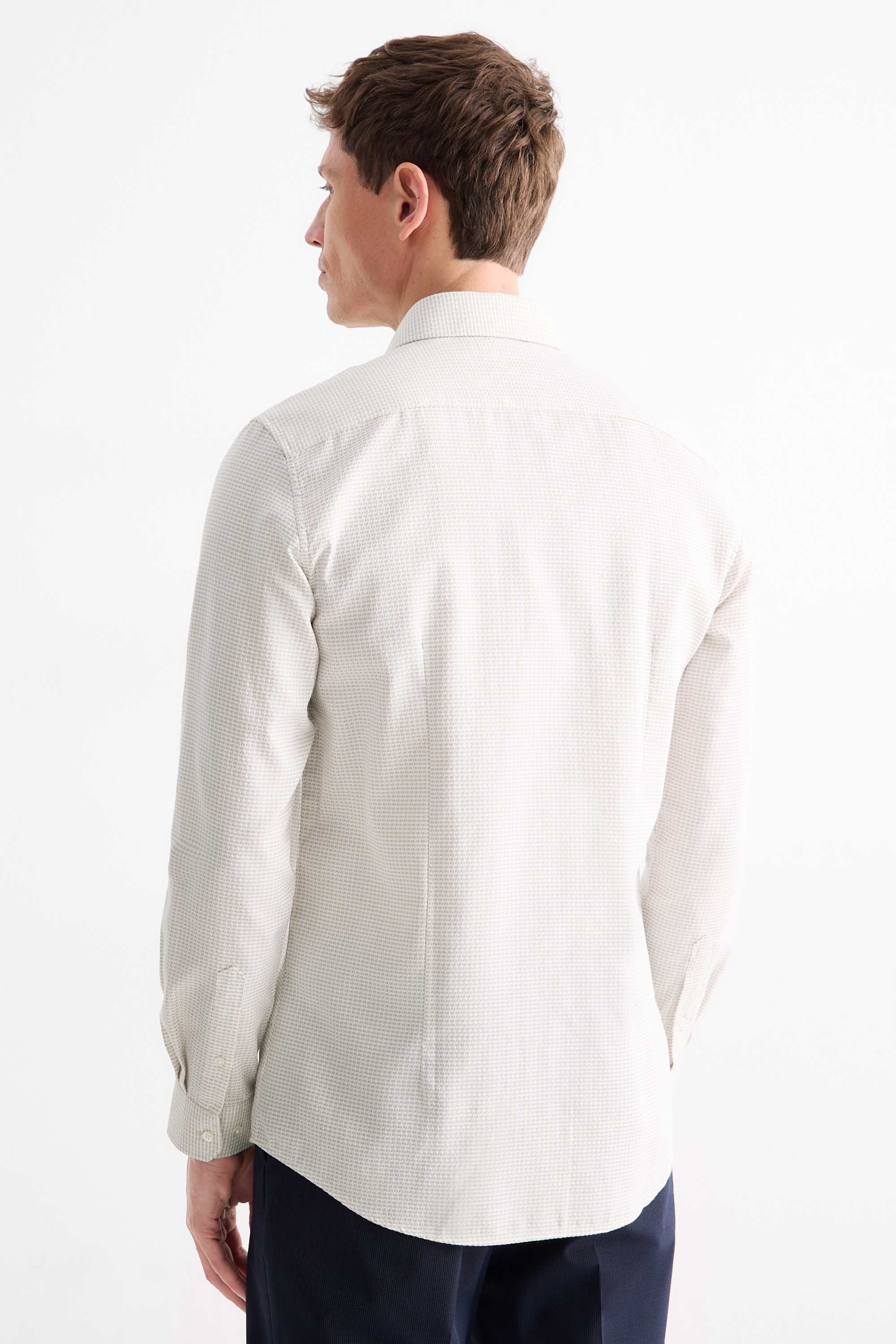 Business shirt - slim fit - kent collar - easy-iron - textured light beige