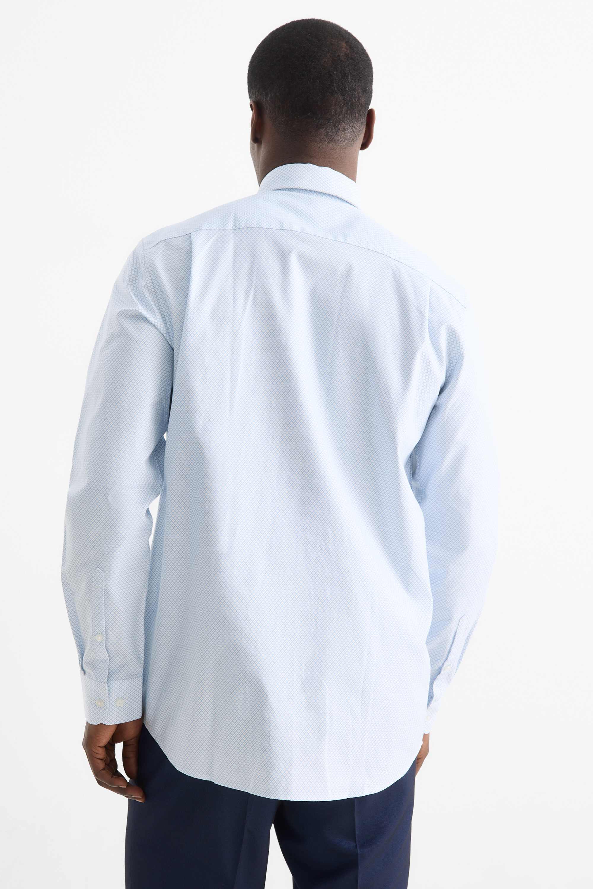 Business shirt - regular fit - kent collar - easy-iron - patterned light blue