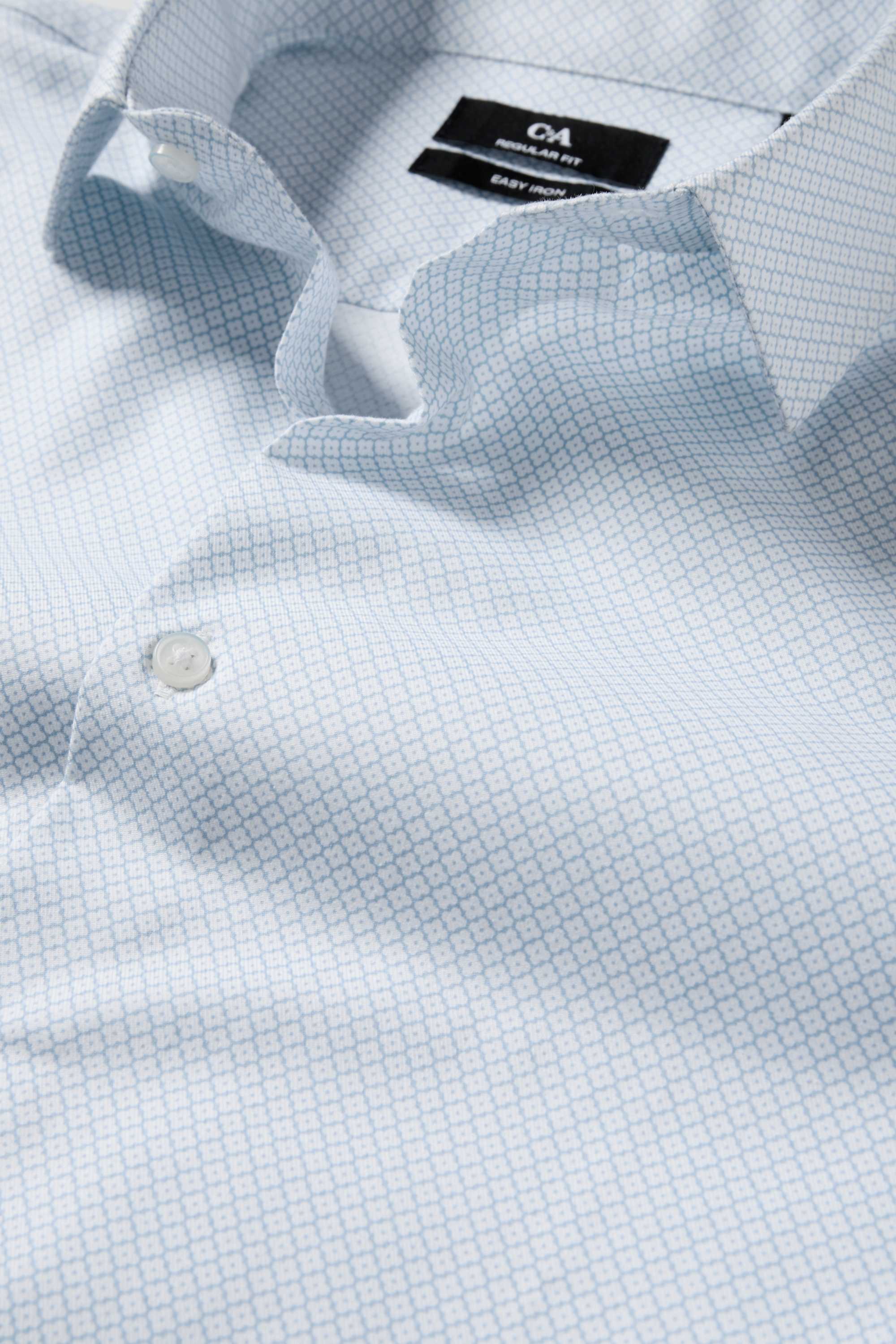 Business shirt - regular fit - kent collar - easy-iron - patterned light blue