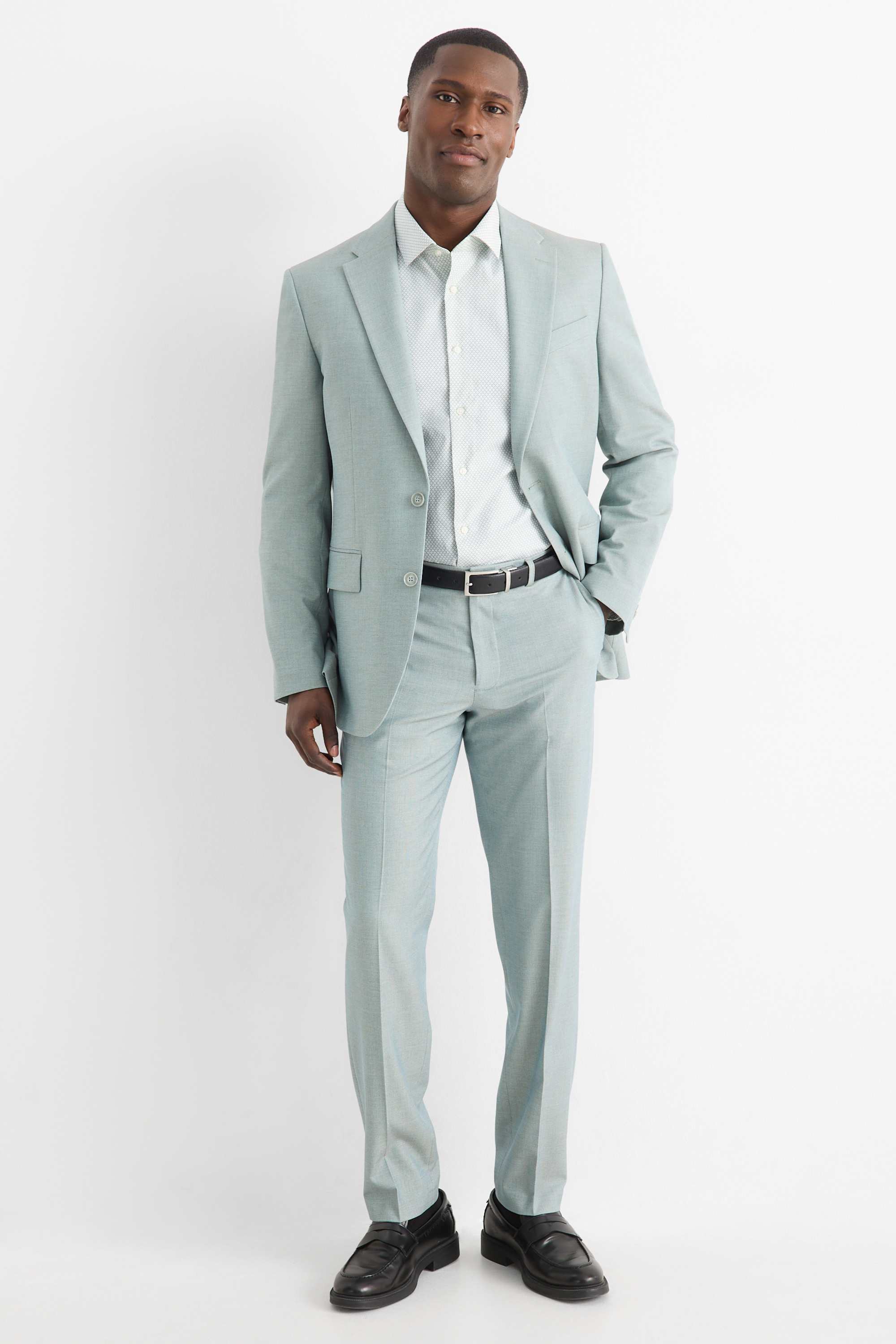Business shirt - regular fit - kent collar - easy-iron - patterned mint green