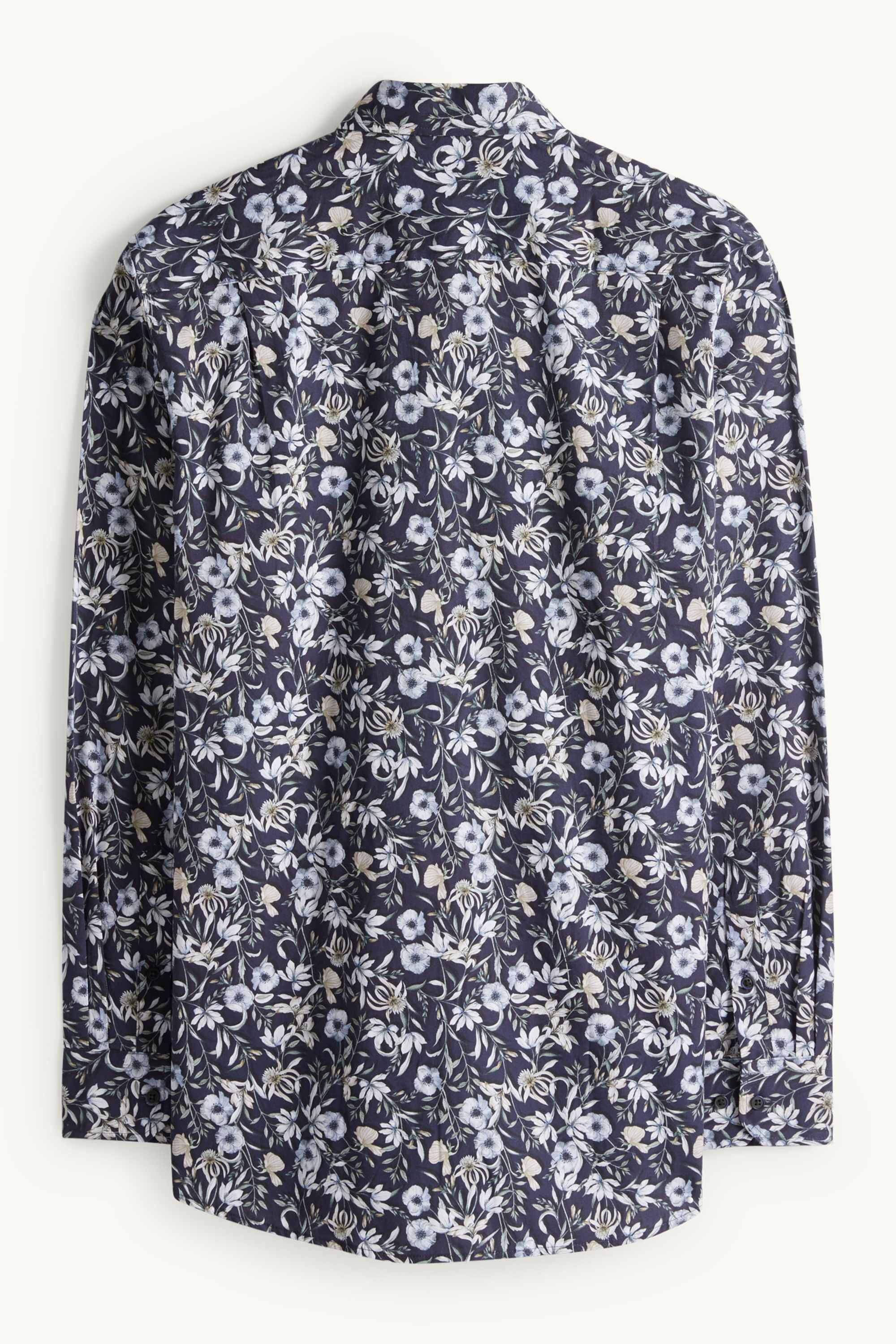 Business shirt - regular fit - button-down collar - patterned dark blue