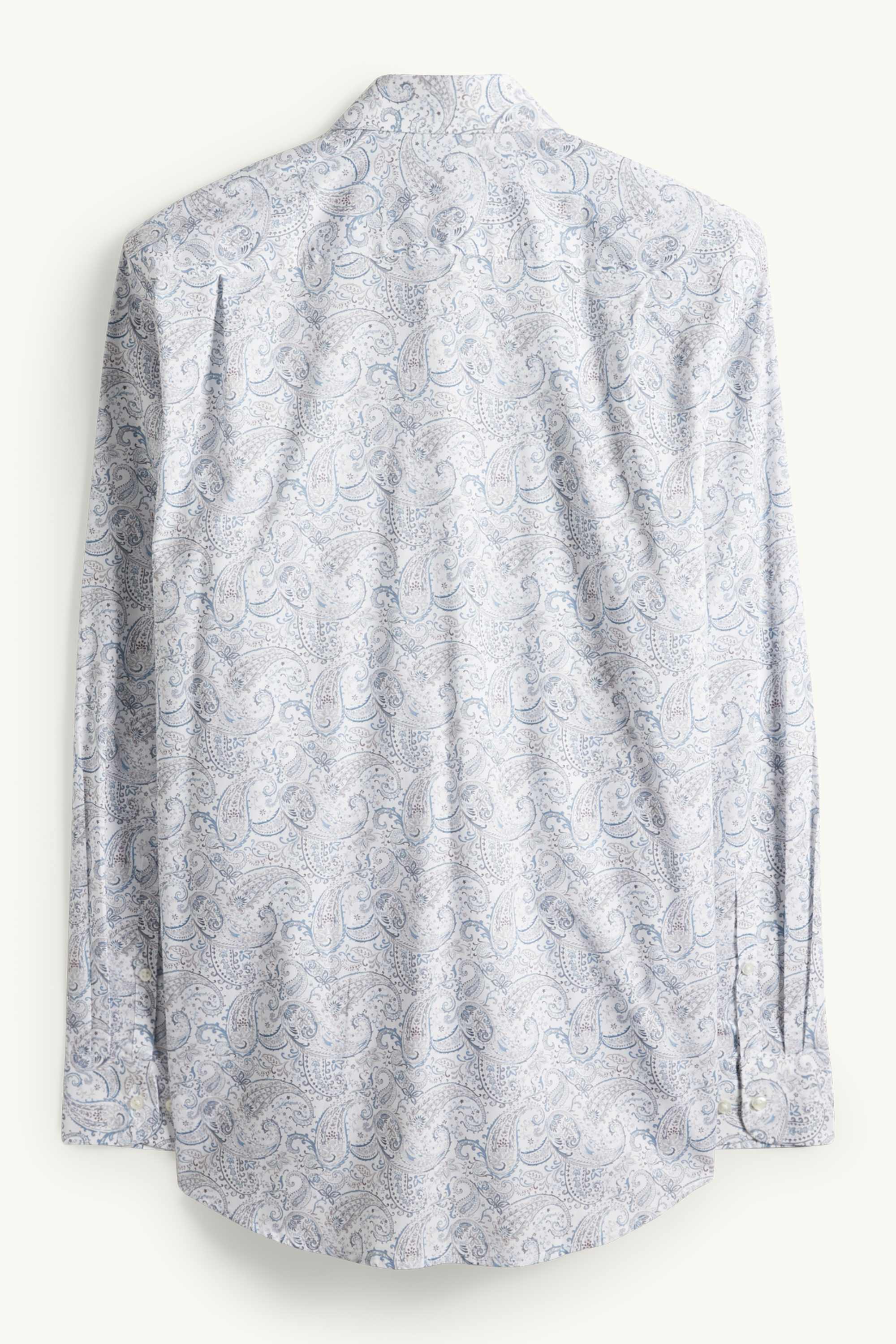 Business shirt - regular fit - kent collar - easy-iron - patterned white / light blue