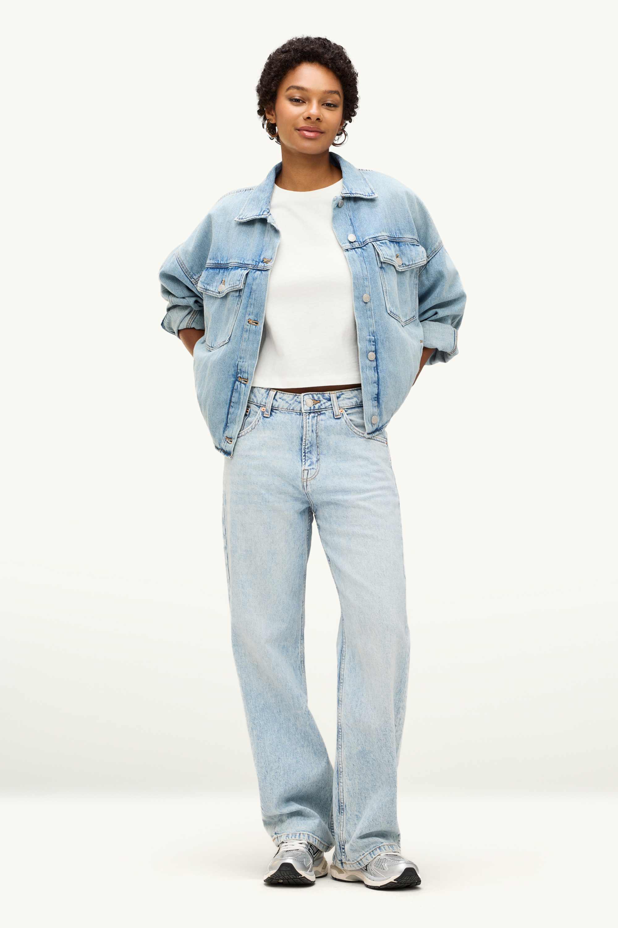 Baggy jeans - mid-rise waist denim-light blue (1)
