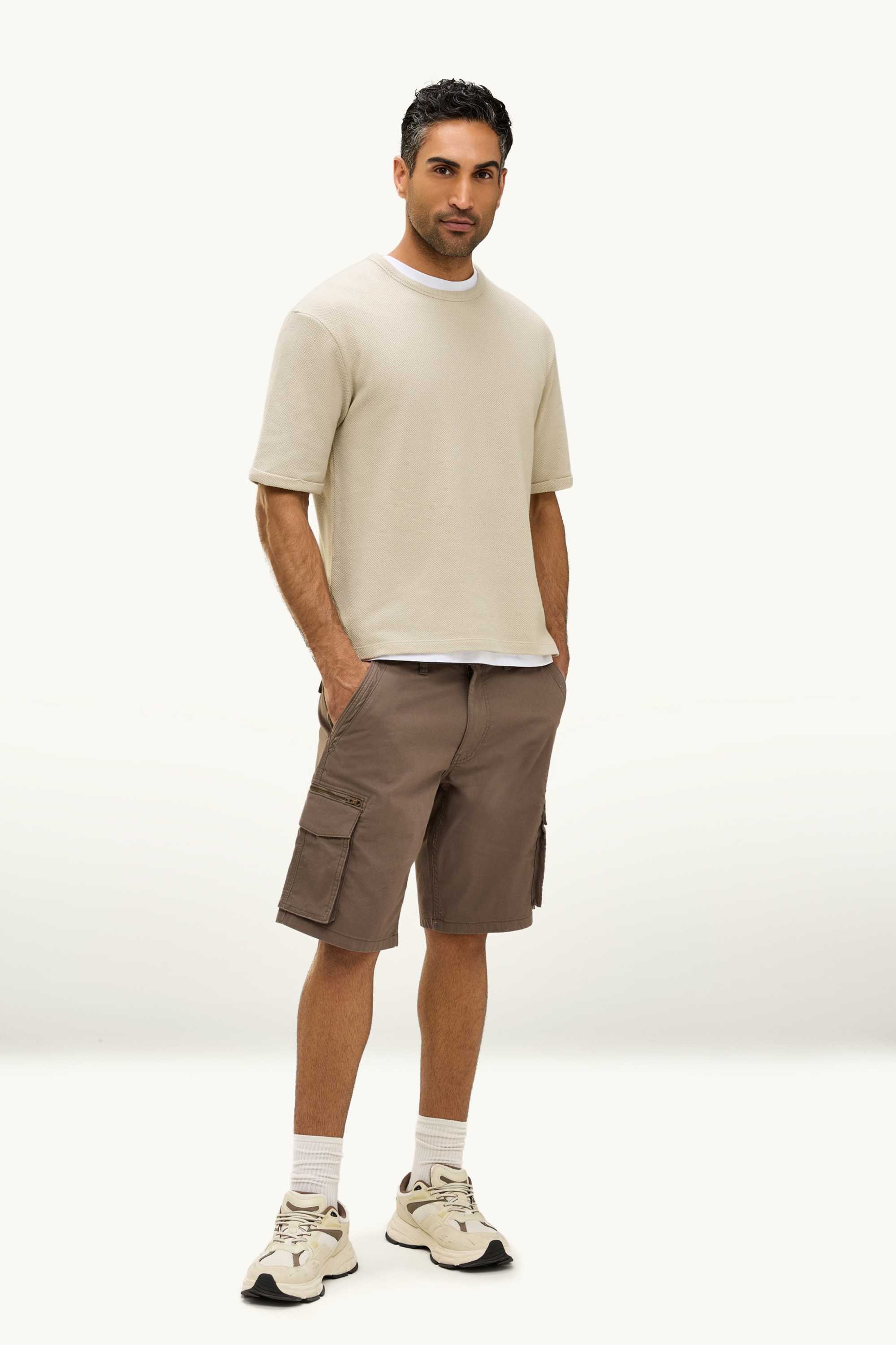 T-shirt - relaxed fit - textured beige