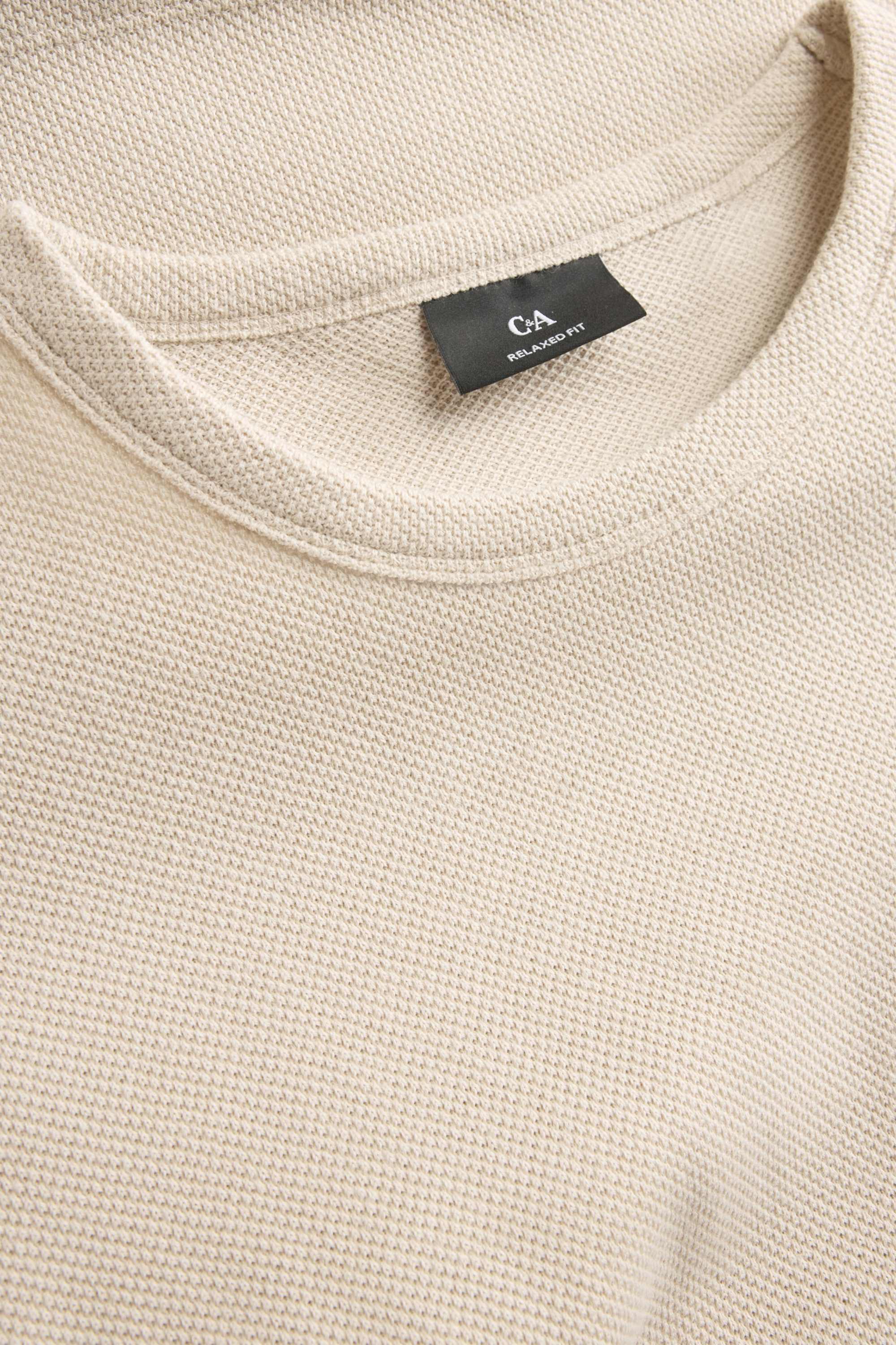 T-shirt - relaxed fit - textured beige