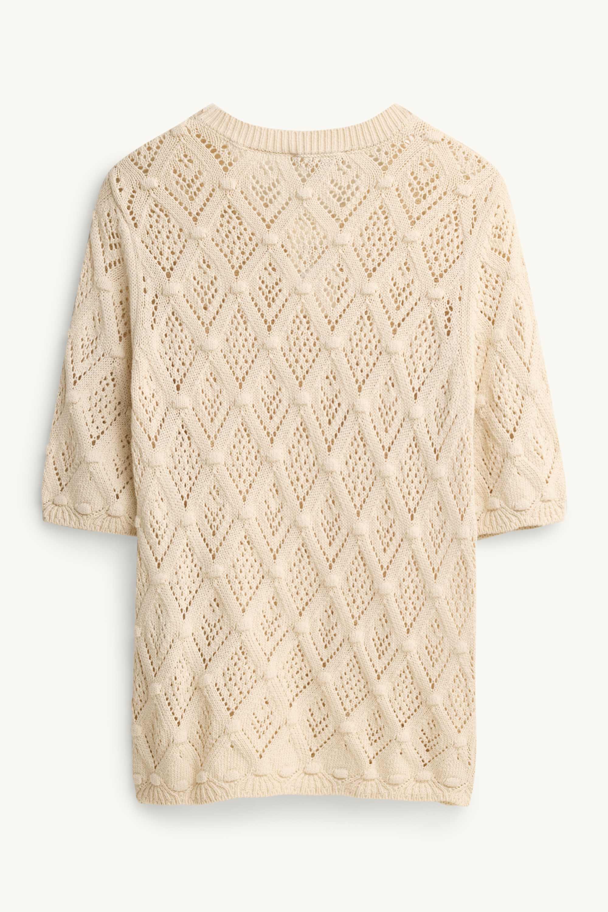 Knitted jumper - short sleeve beige