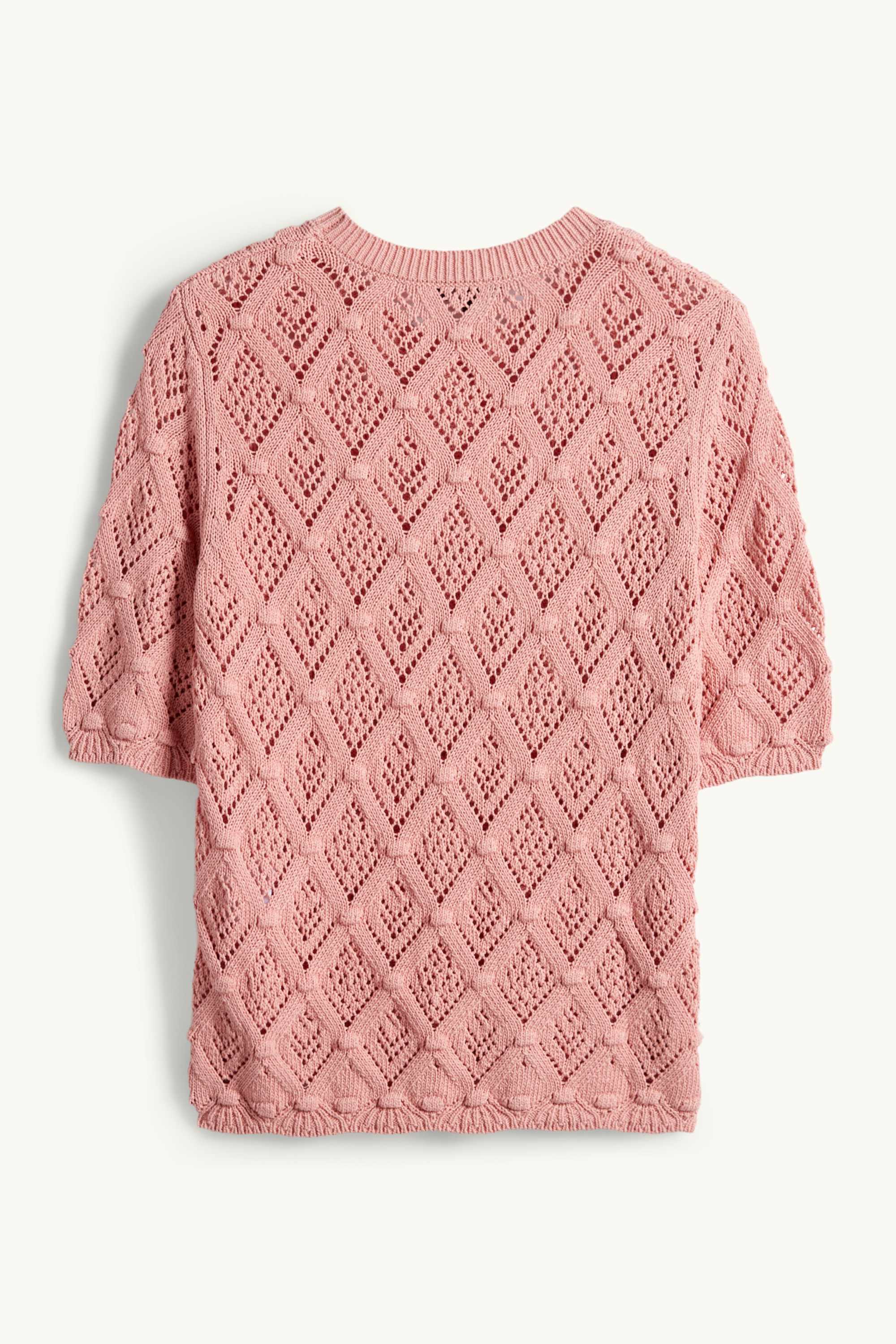 Knitted jumper - short sleeve dark rose