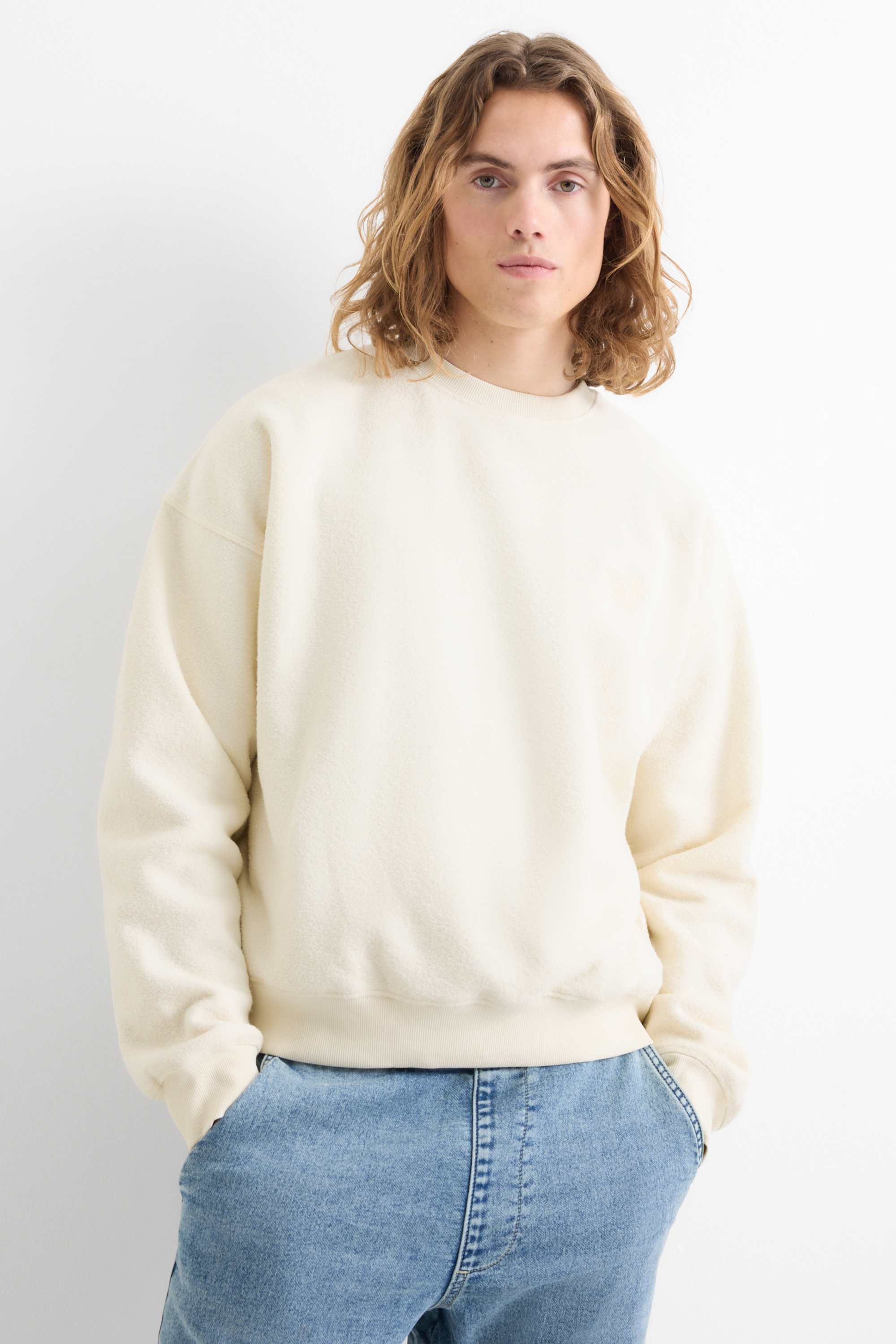 Sweatshirt - textured creme