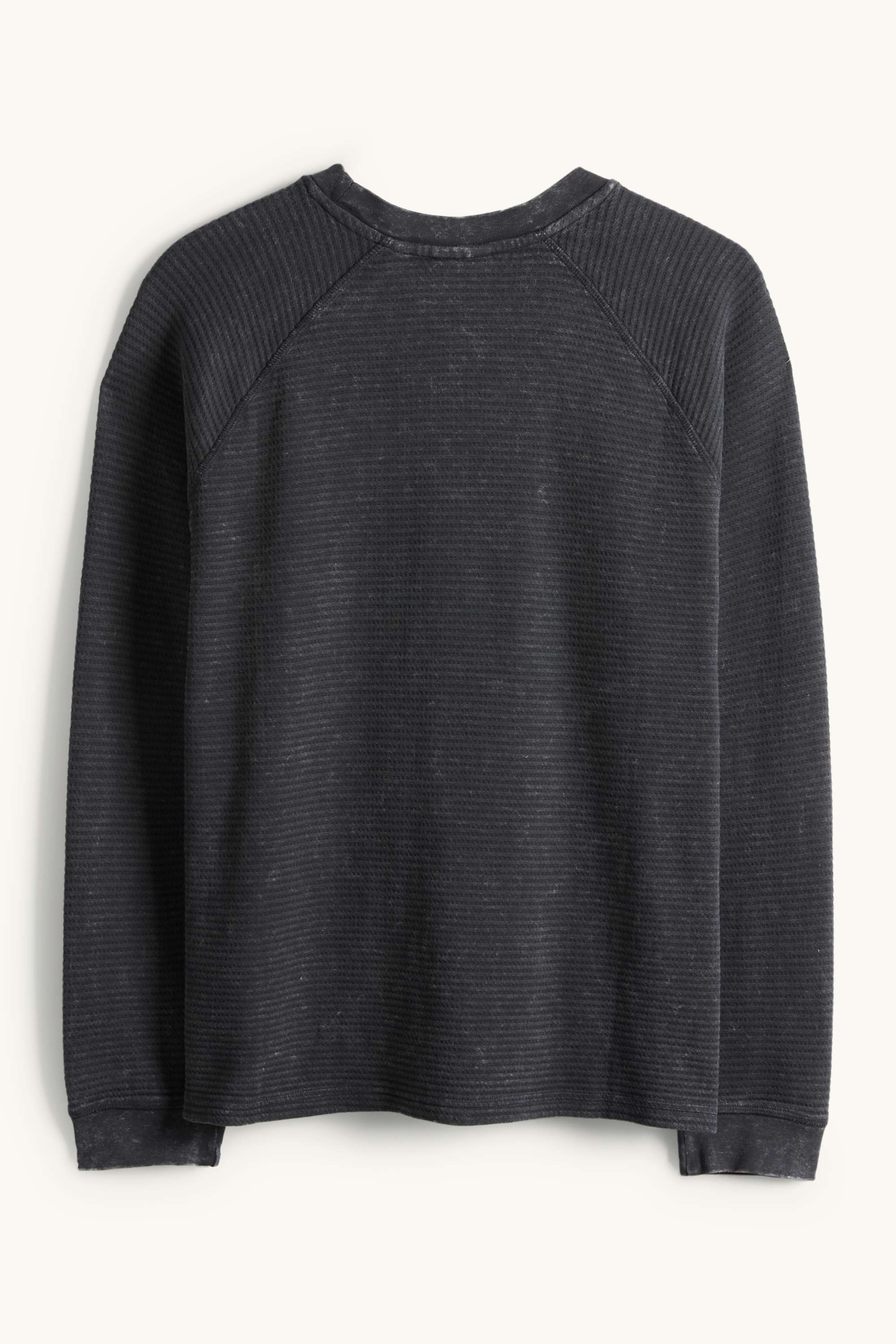 Long sleeve top - relaxed fit - textured black