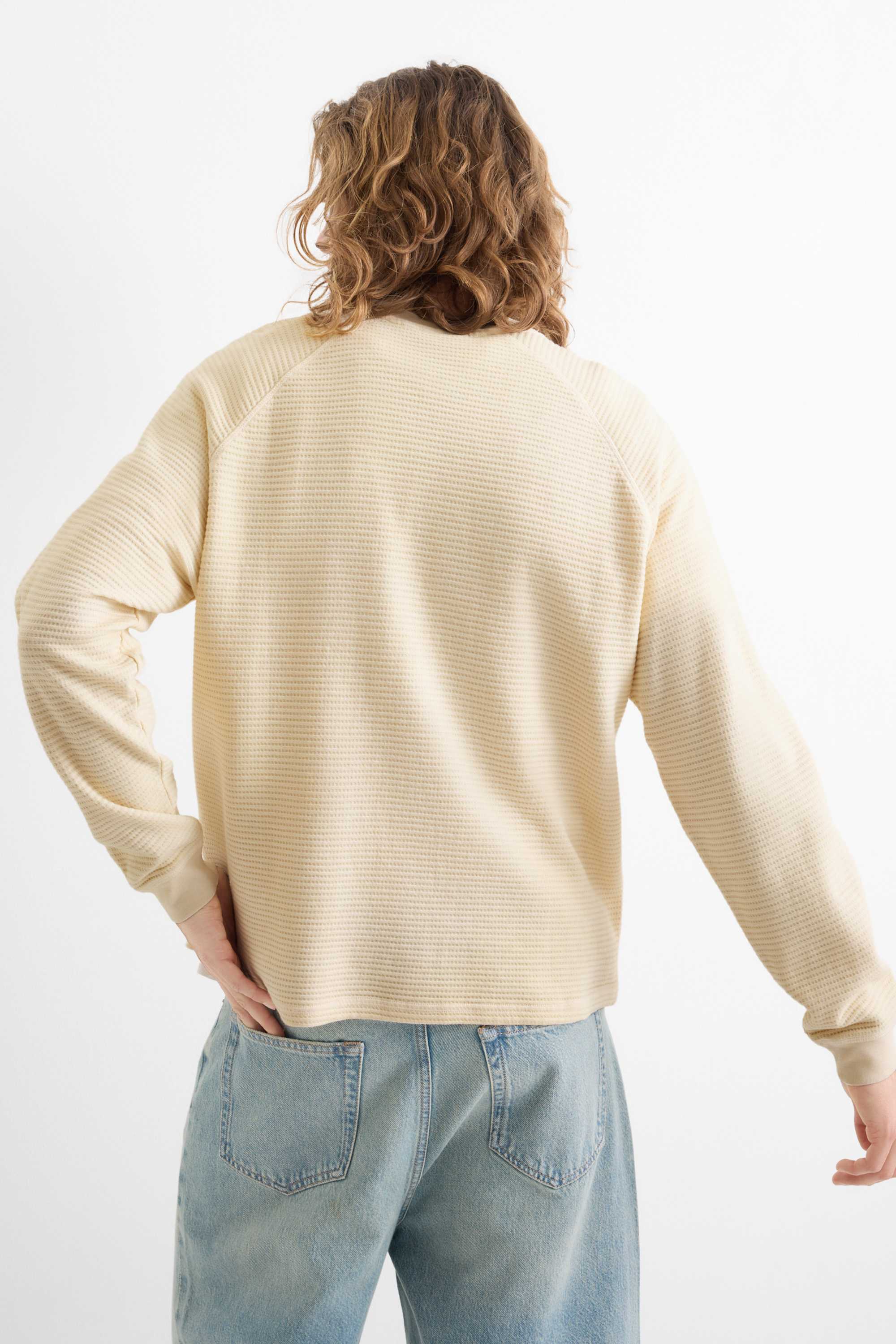 Long sleeve top - relaxed fit - textured cremewhite