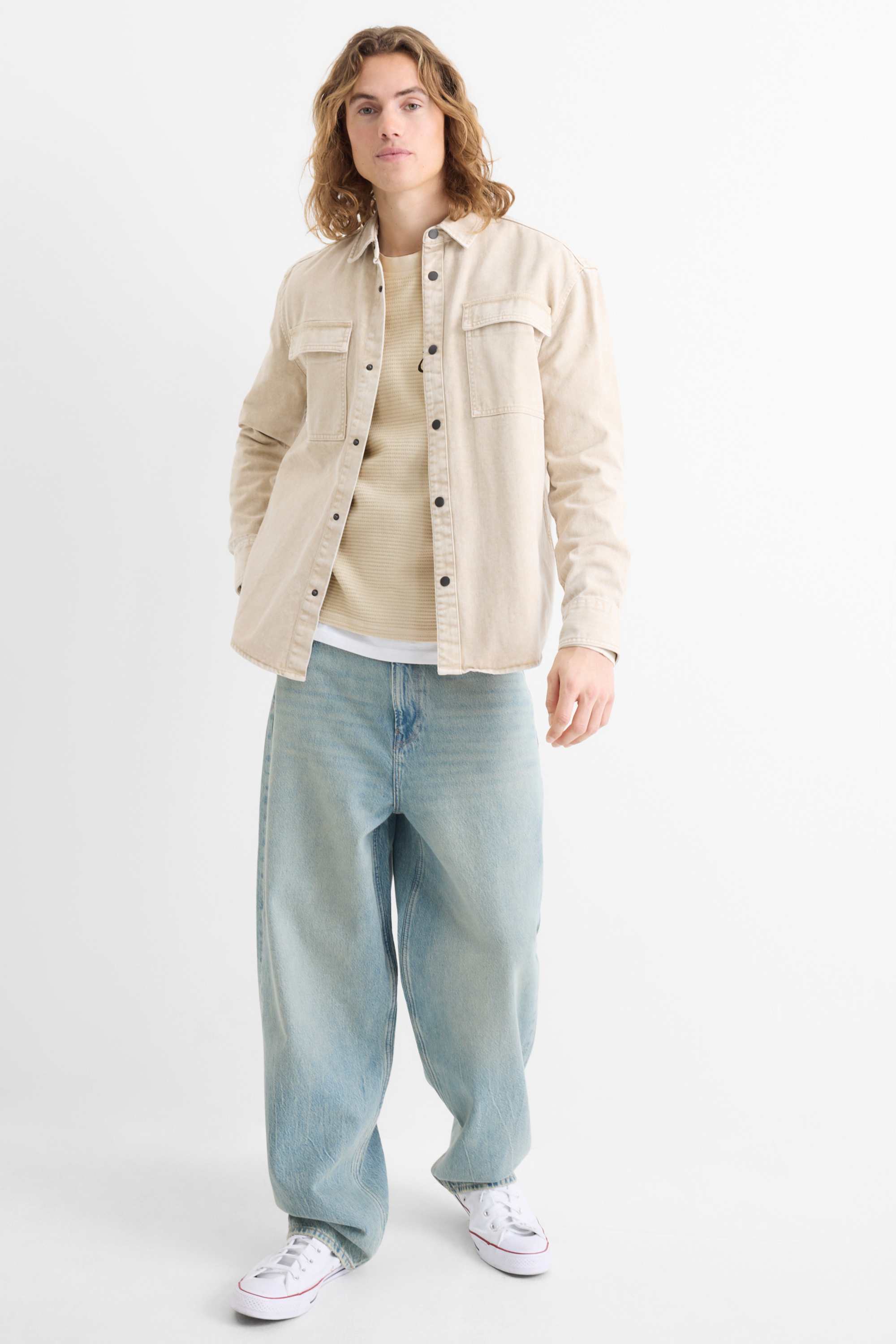 Long sleeve top - relaxed fit - textured cremewhite