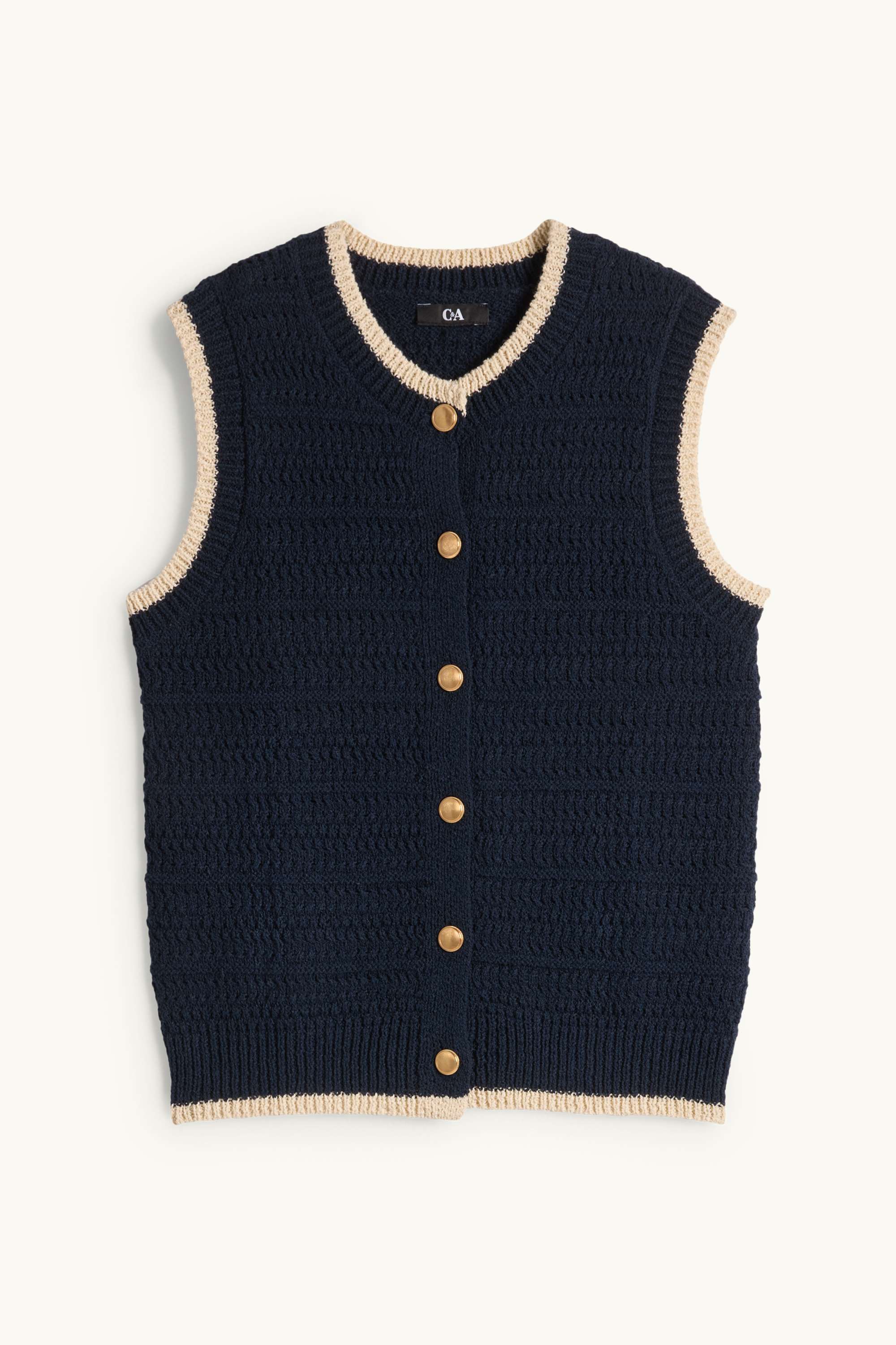 Knitted waistcoat - textured dark blue