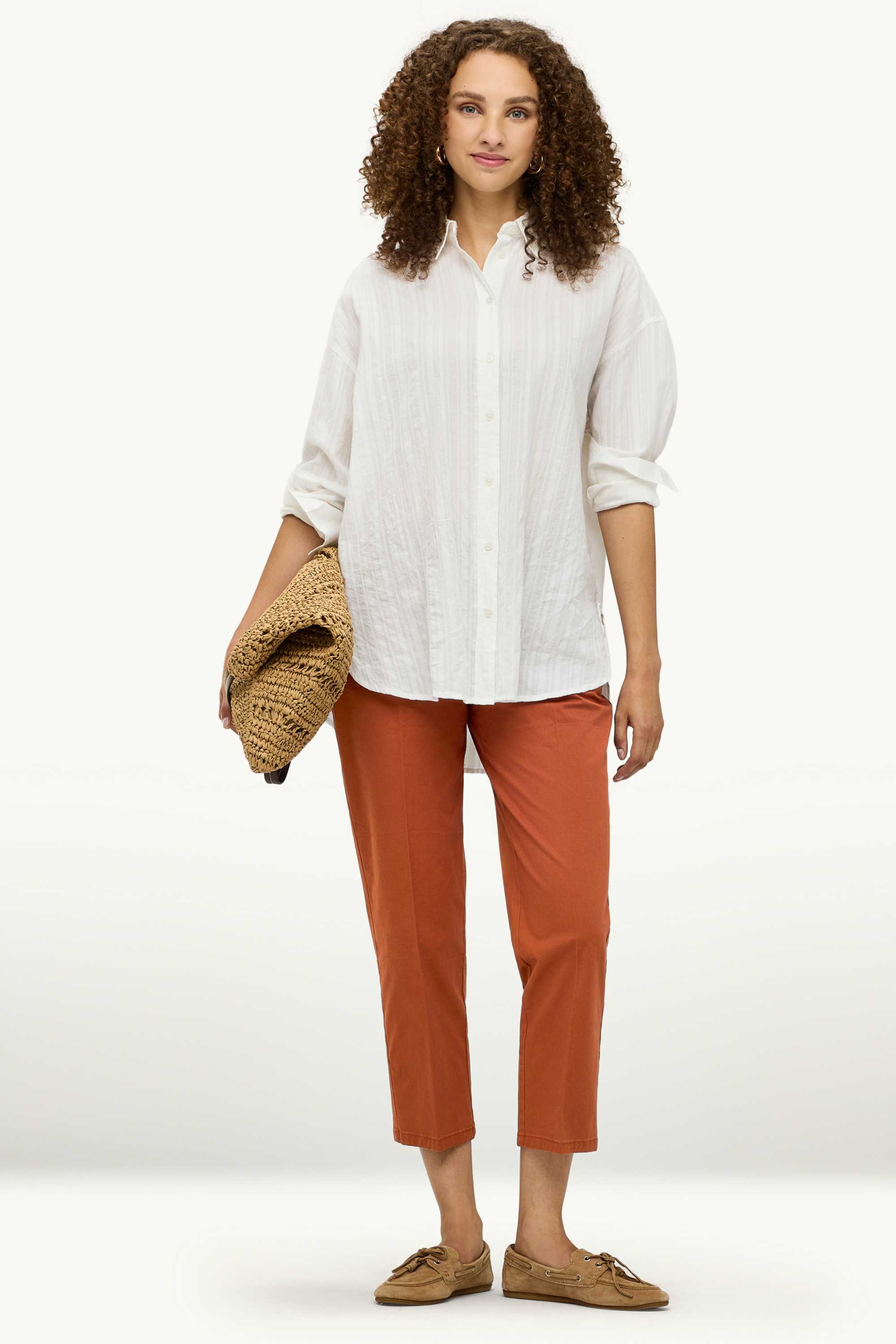 Cloth trousers - mid-rise waist - tapered fit brown