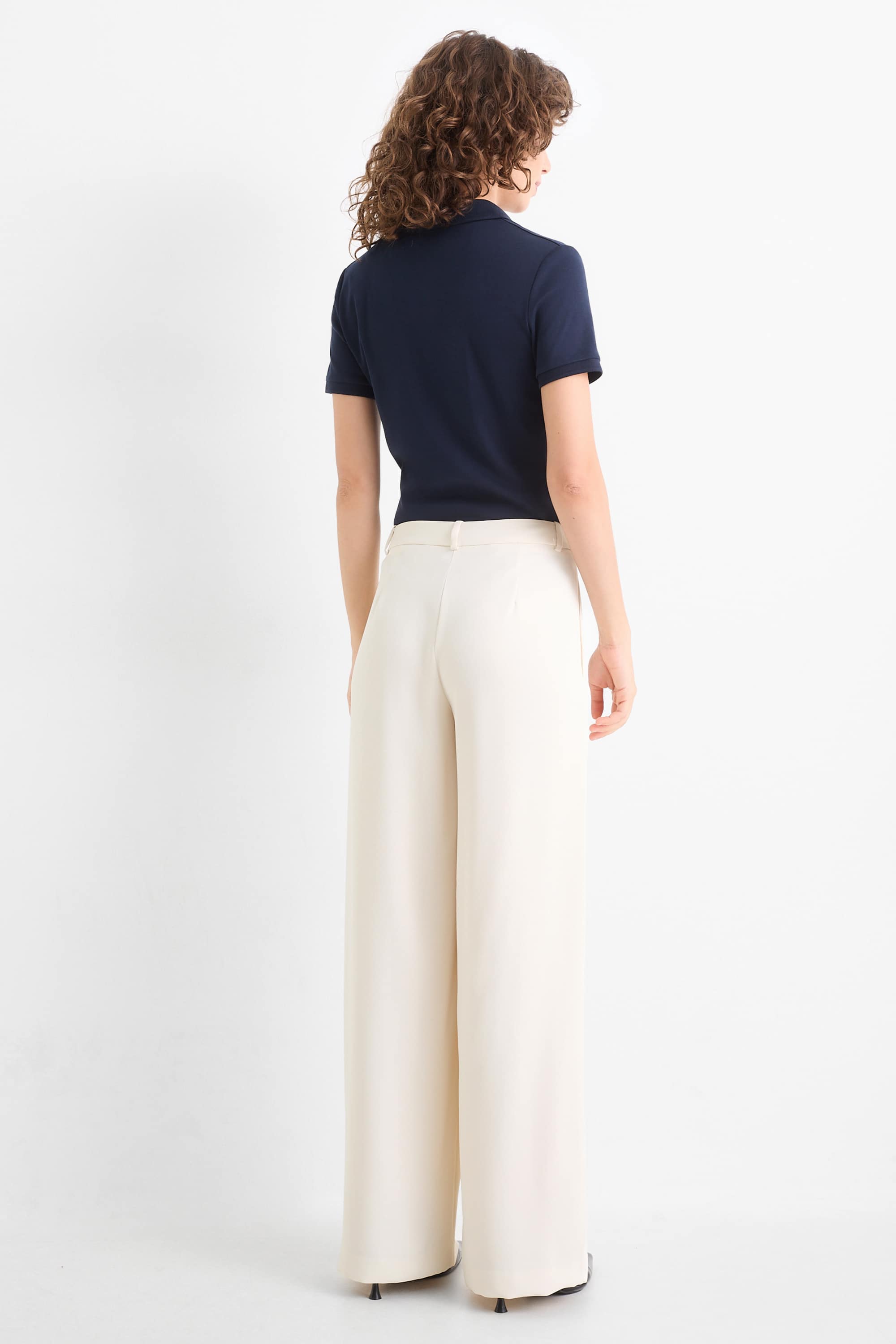 Business trousers - mid-rise waist - straight leg cremewhite