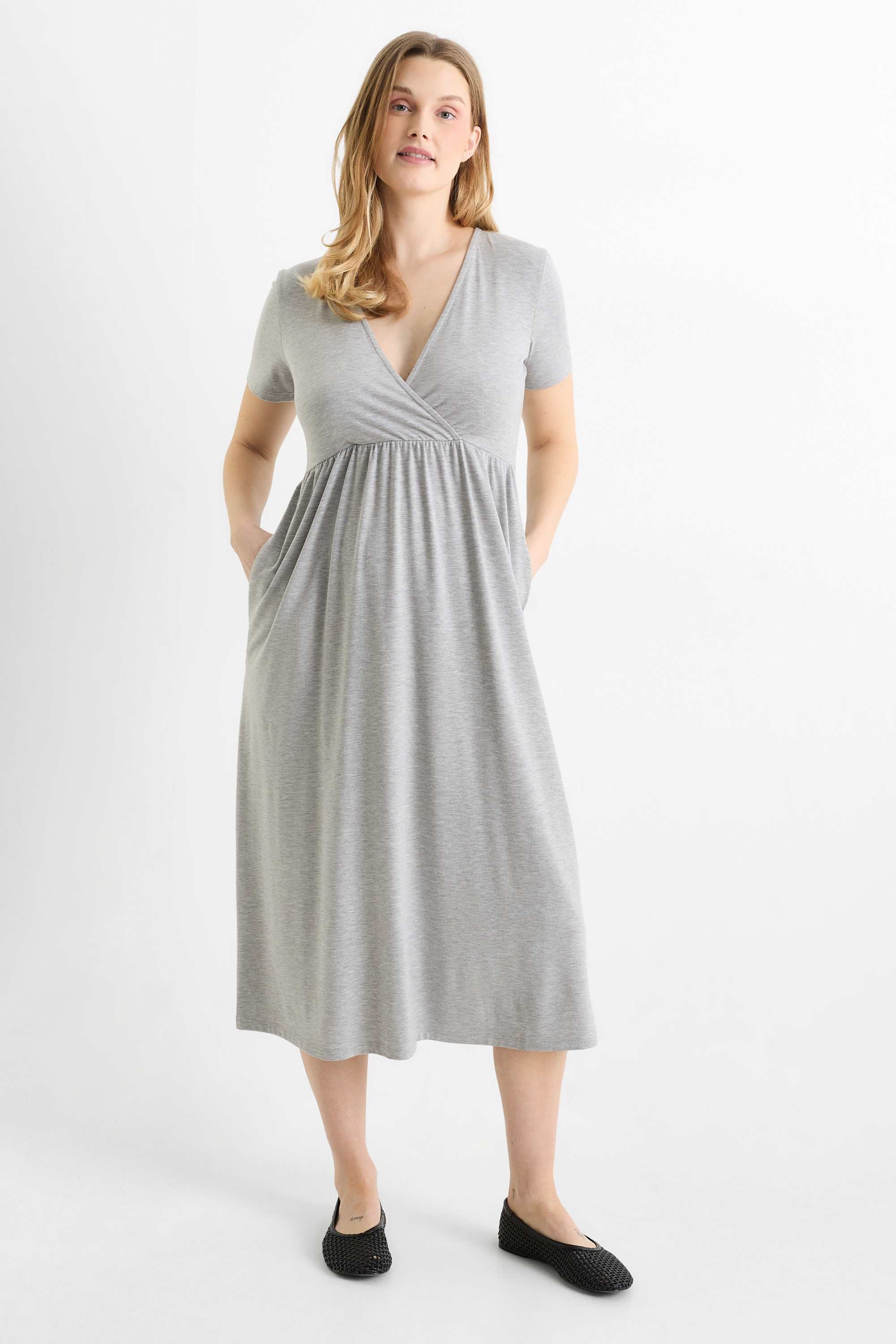 Nursing dress light gray