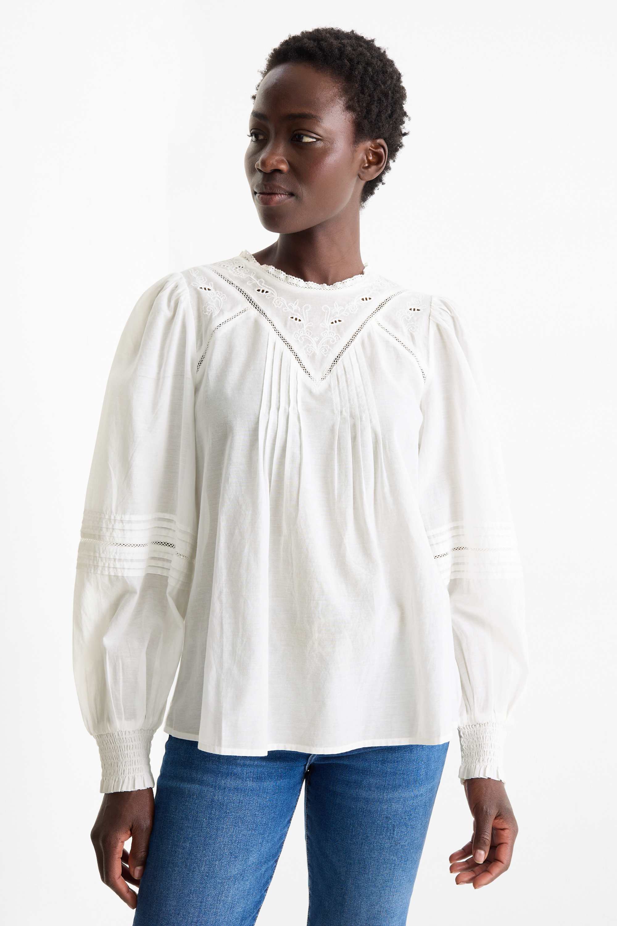 Blouse - broderie anglaise white