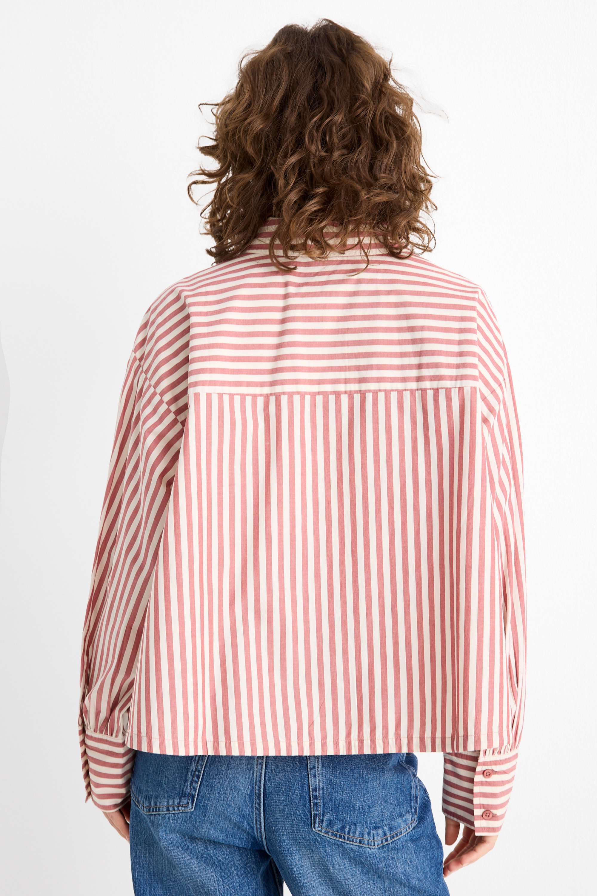 Blouse - striped dark rose