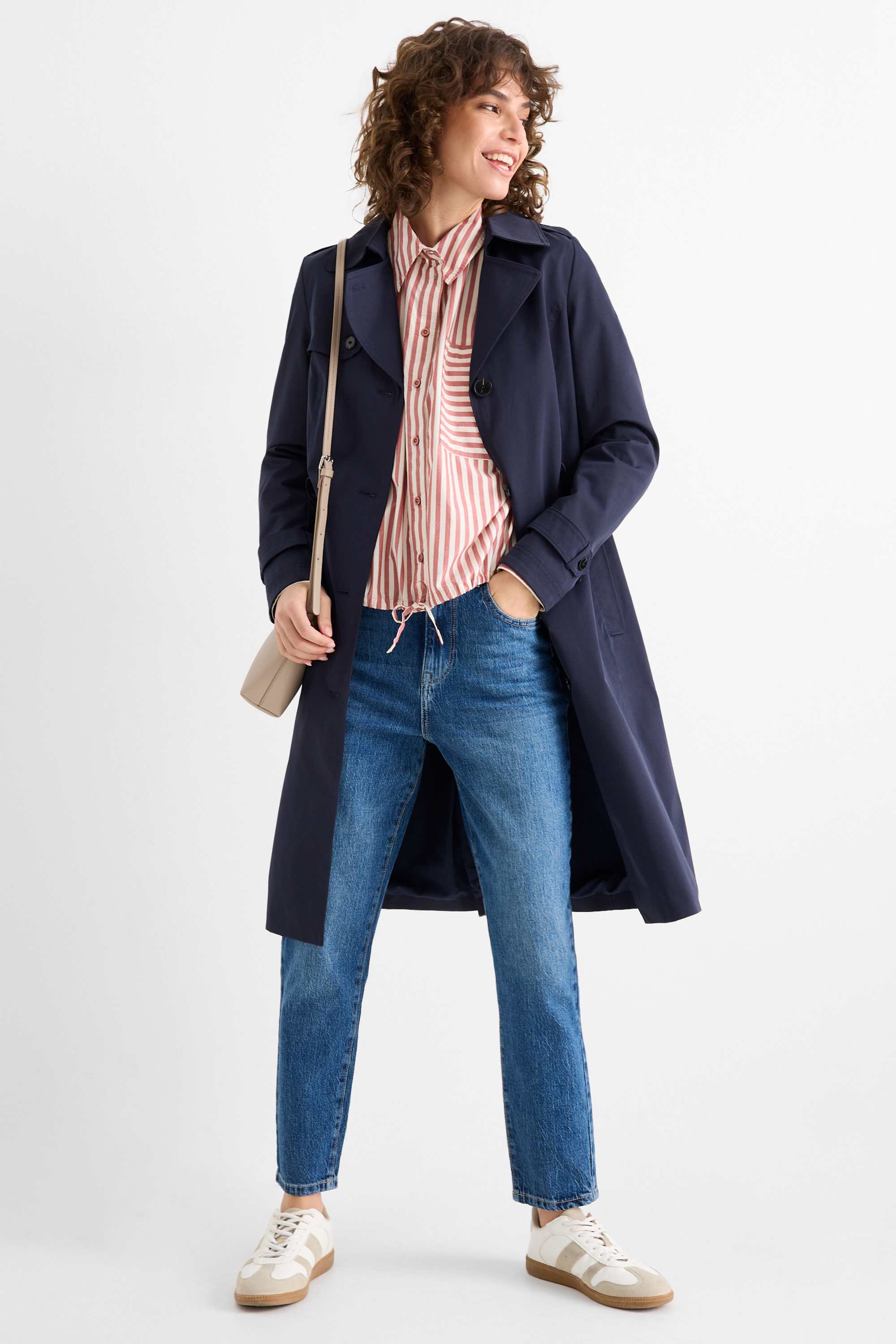 Blouse - striped dark rose
