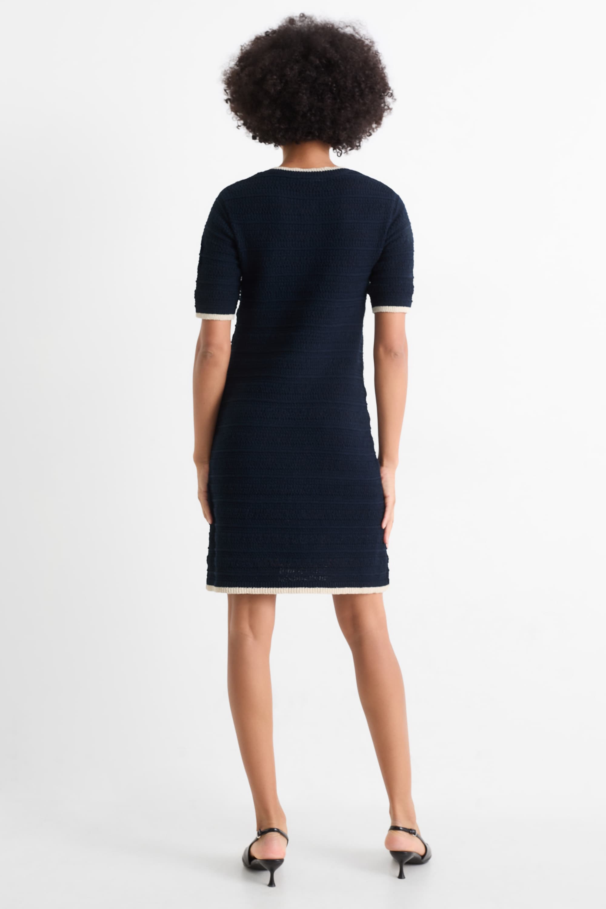 Knitted dress - textured dark blue