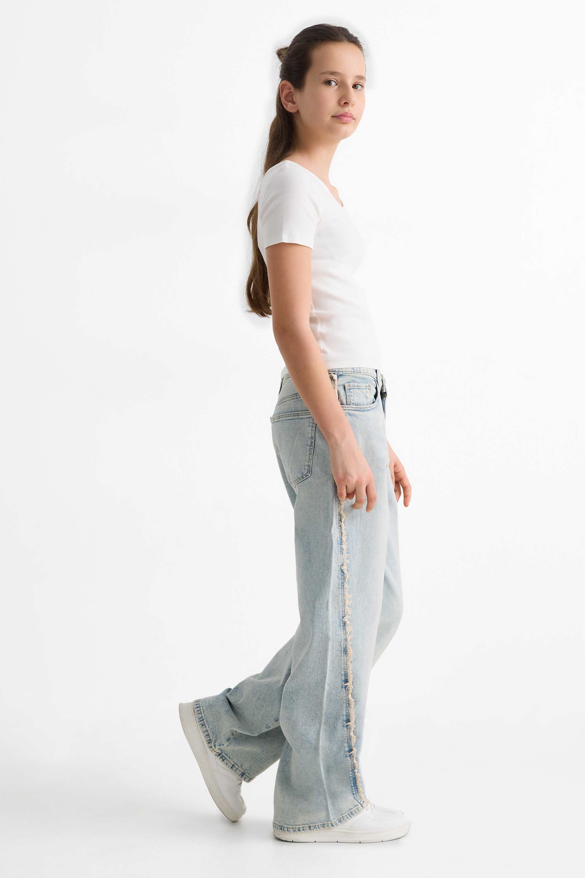 Wide leg jeans denim-light gray