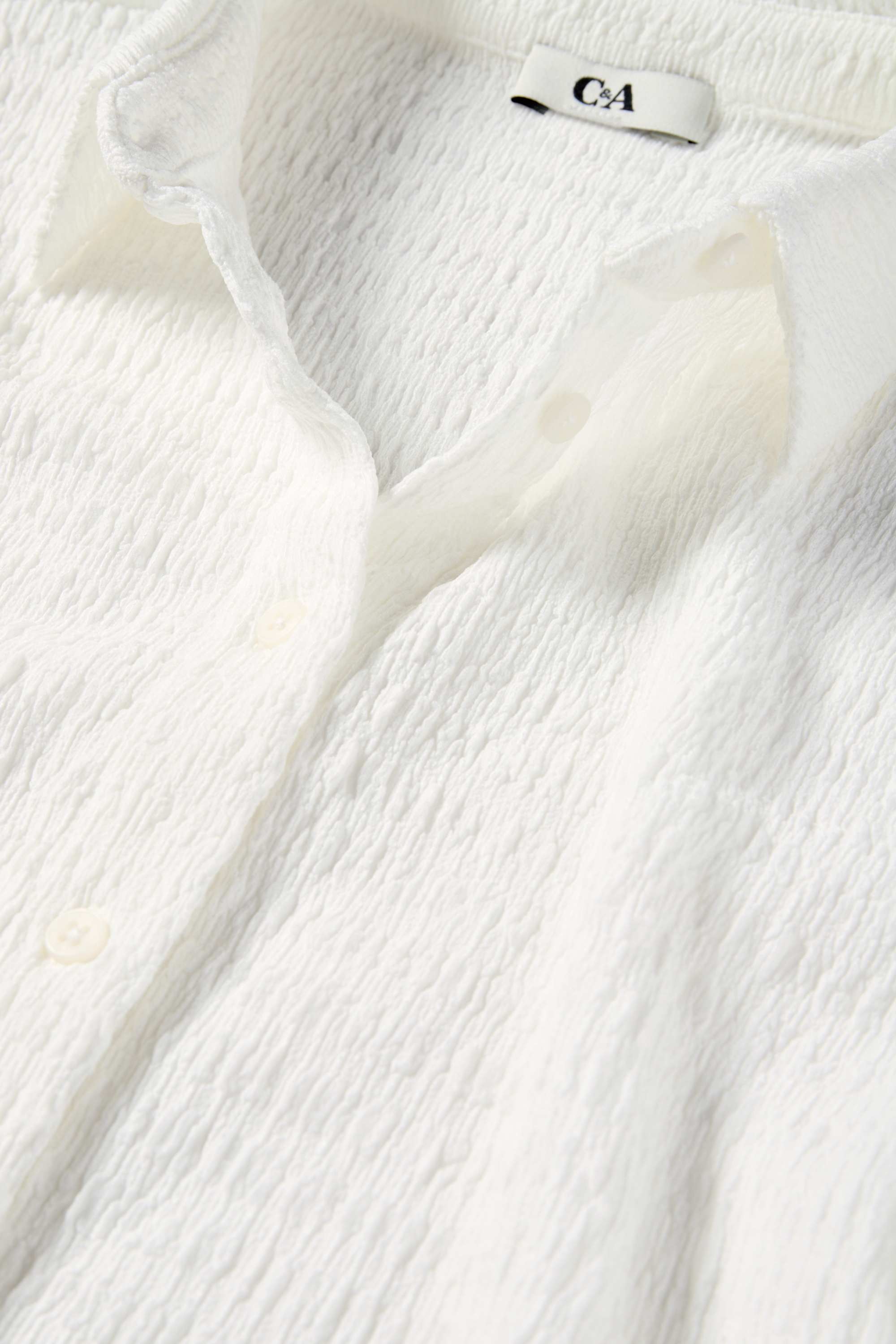 Shirt blouse - smocked white