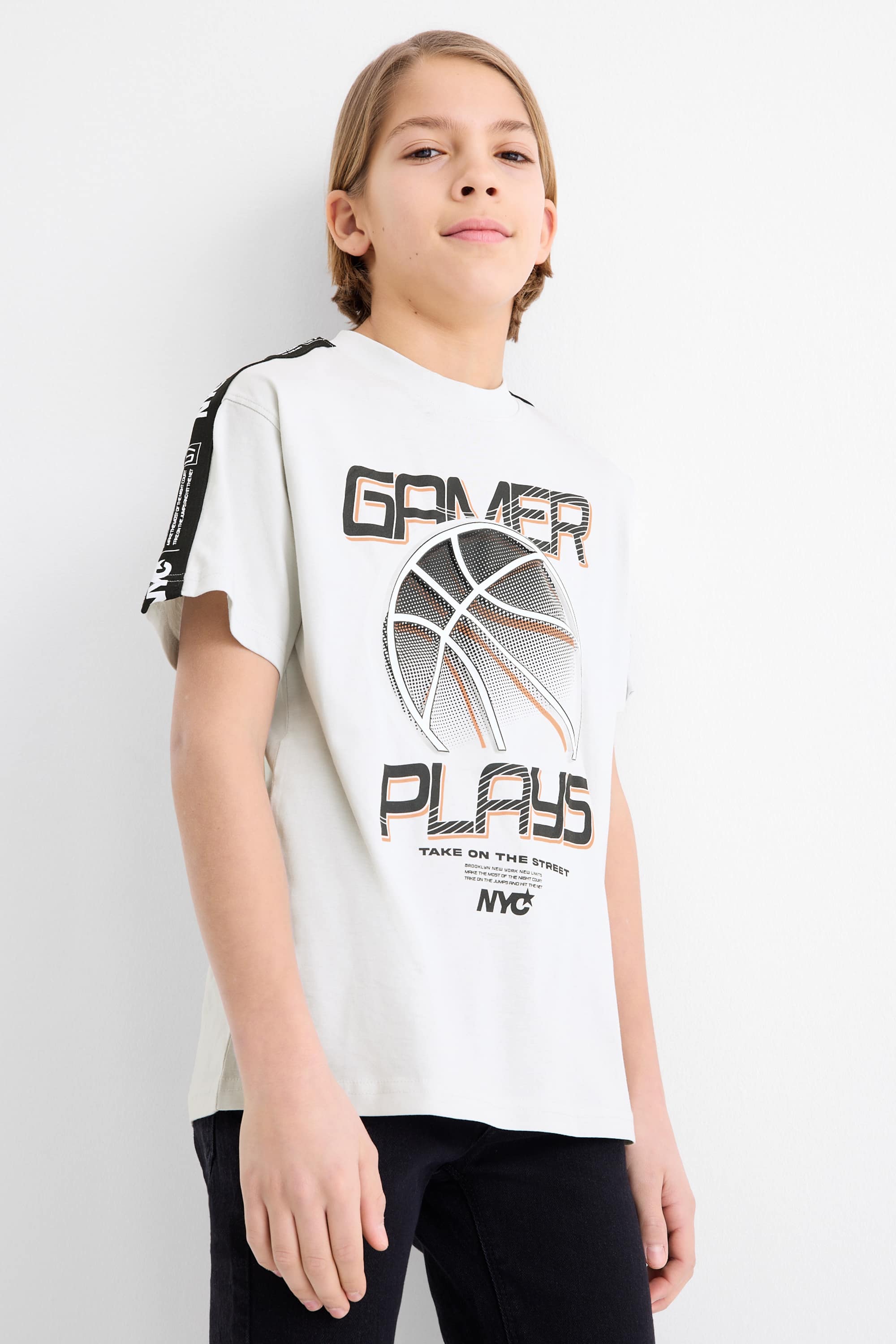 Basketball - short sleeve T-shirt black / white