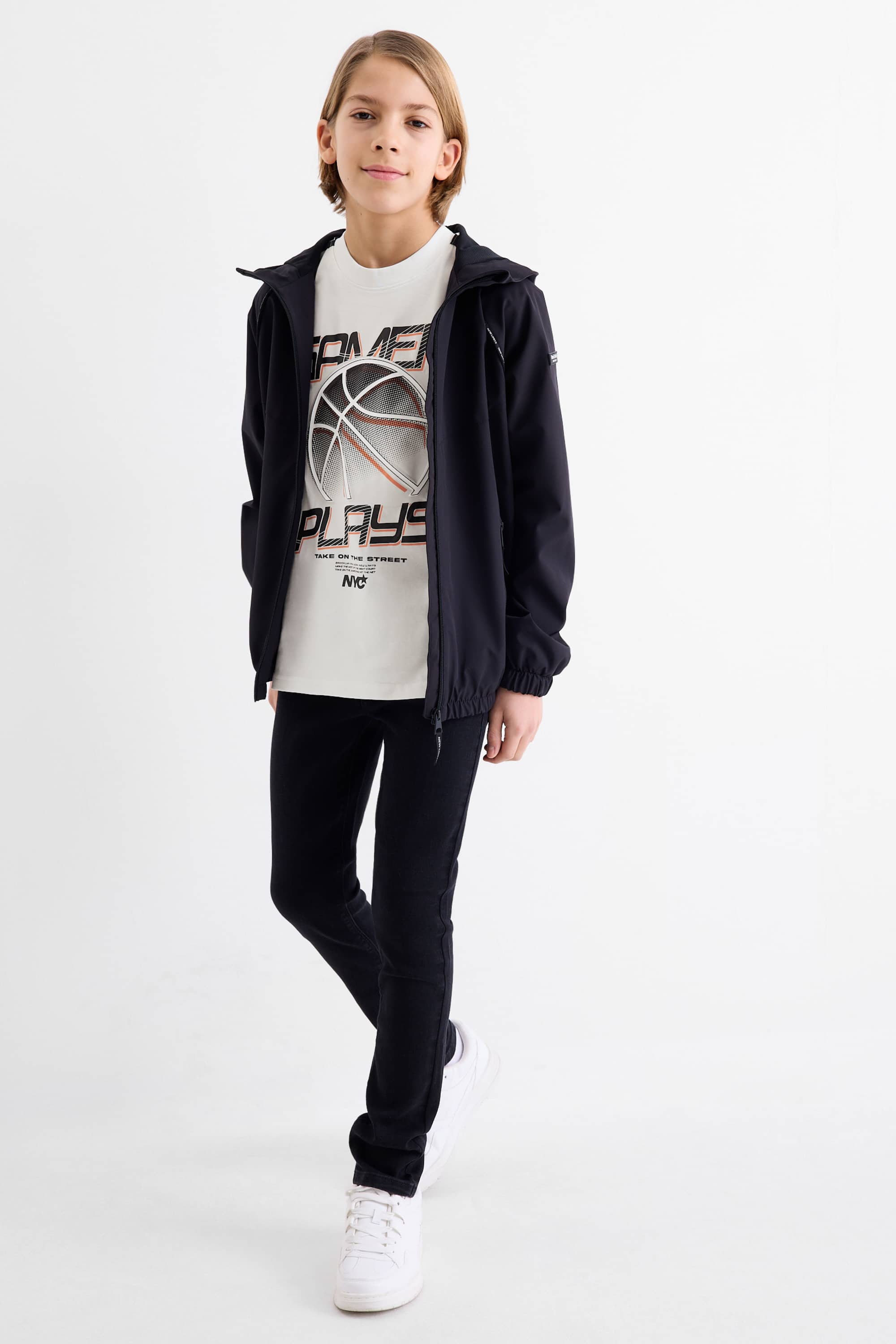 Basketball - short sleeve T-shirt black / white
