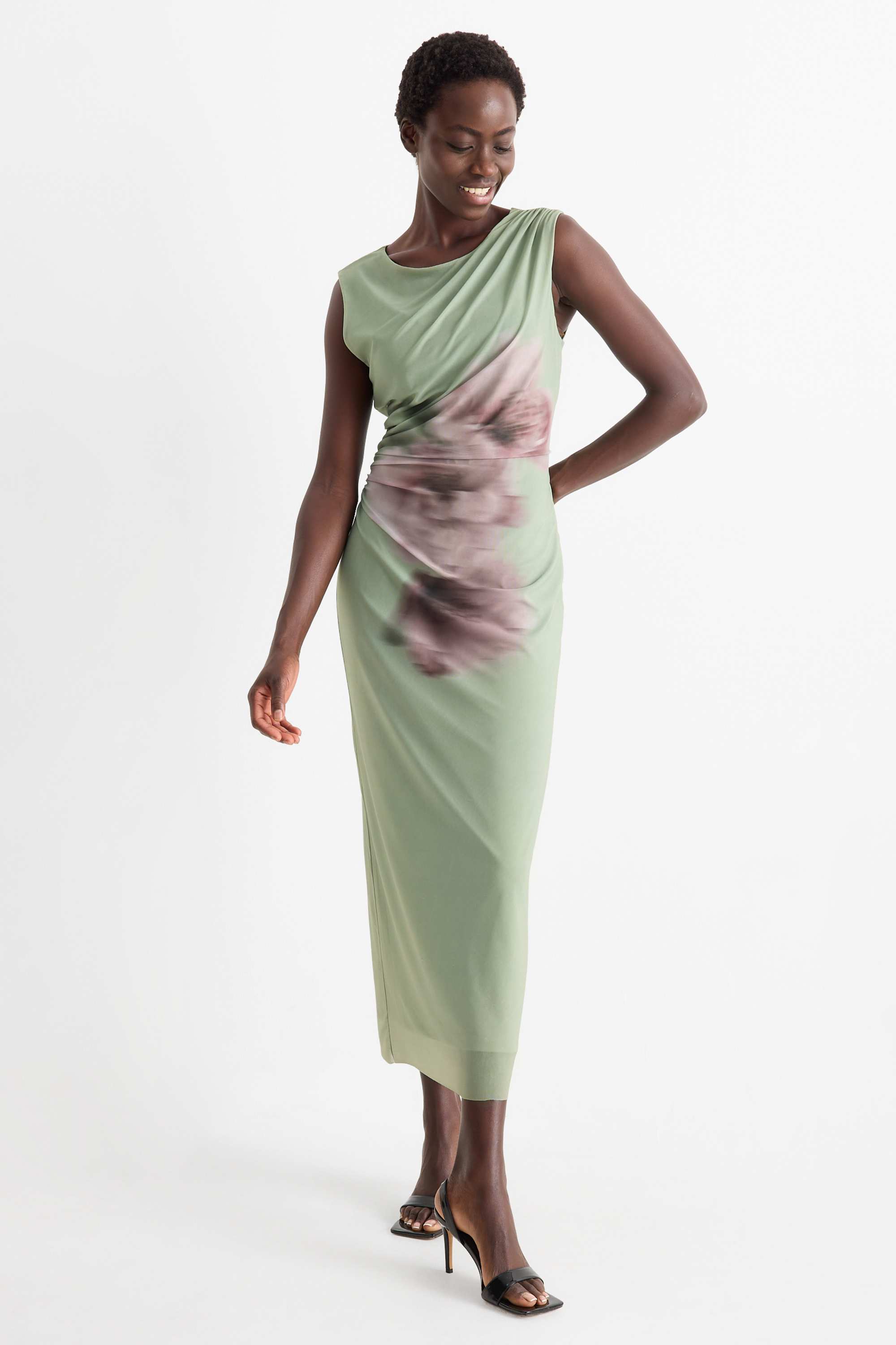 Mesh dress - floral light green