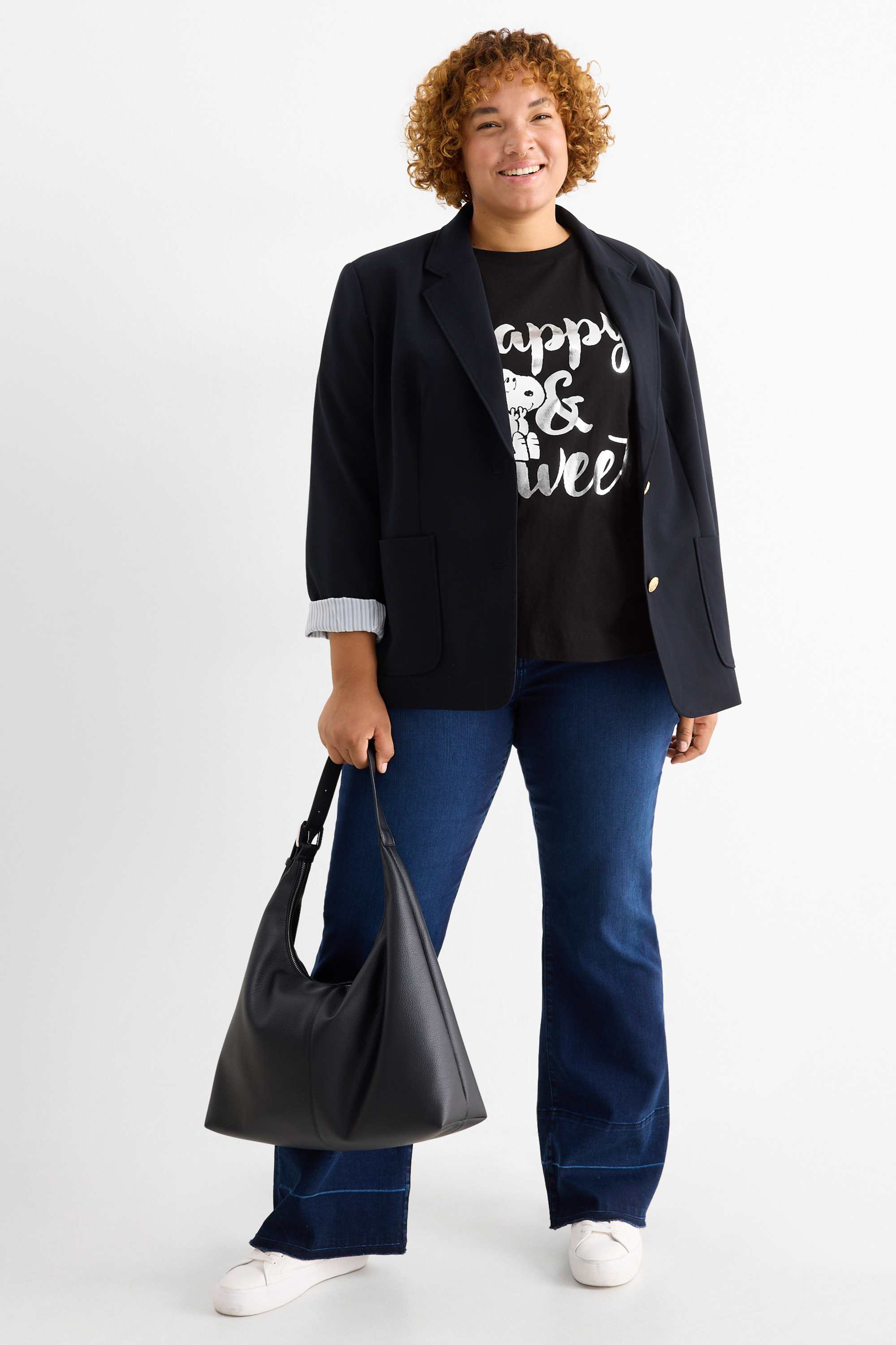 T-shirt - regular fit - shiny - Snoopy black