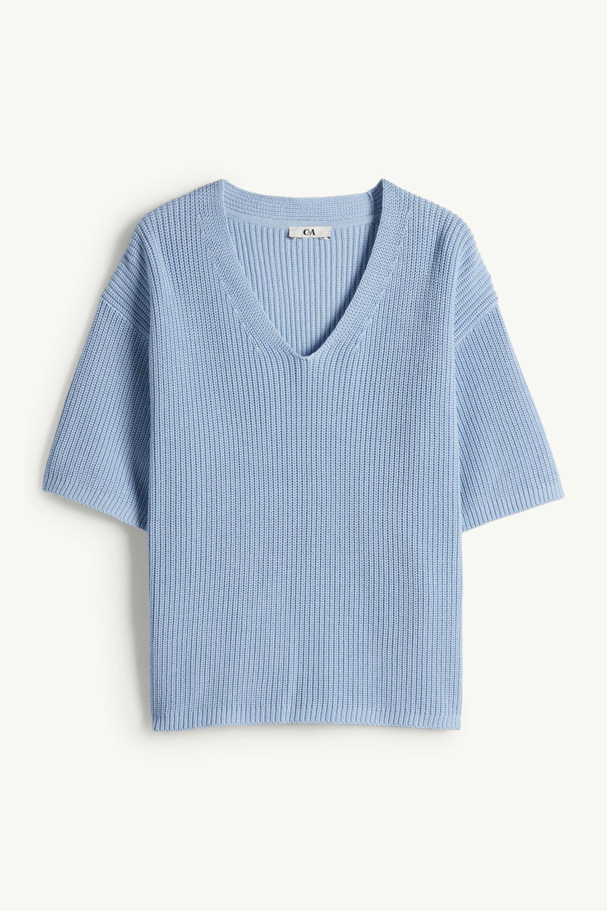 Knitted jumper - short sleeve light blue