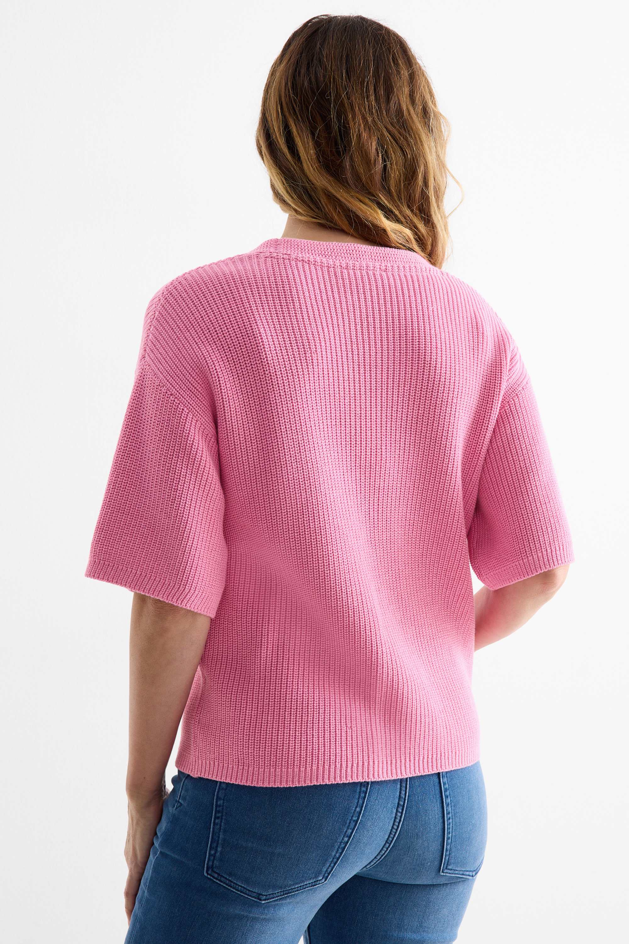 Knitted jumper - short sleeve pink